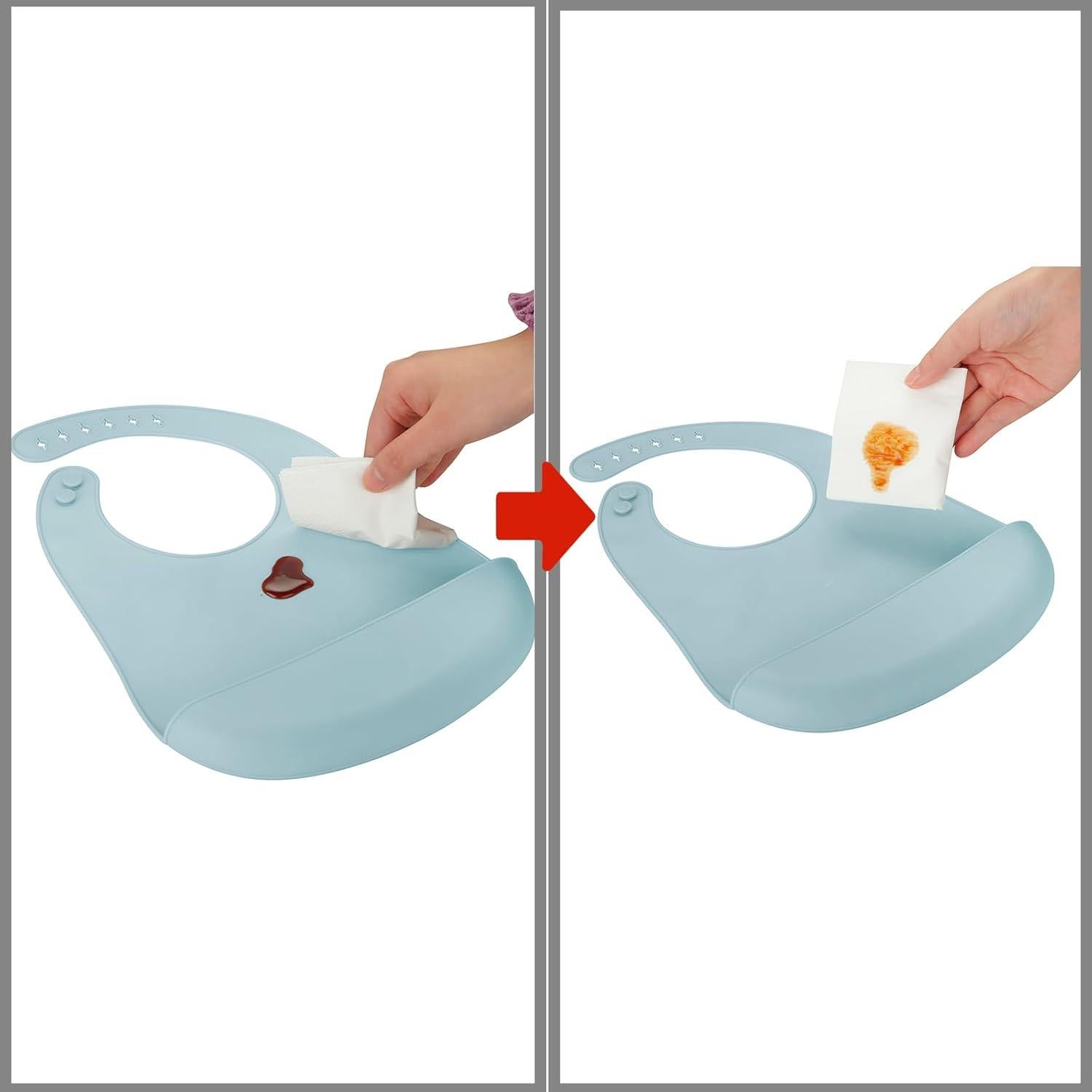 Baberos de Silicona PandaEar 3 Piezas Ajustables Impermeables