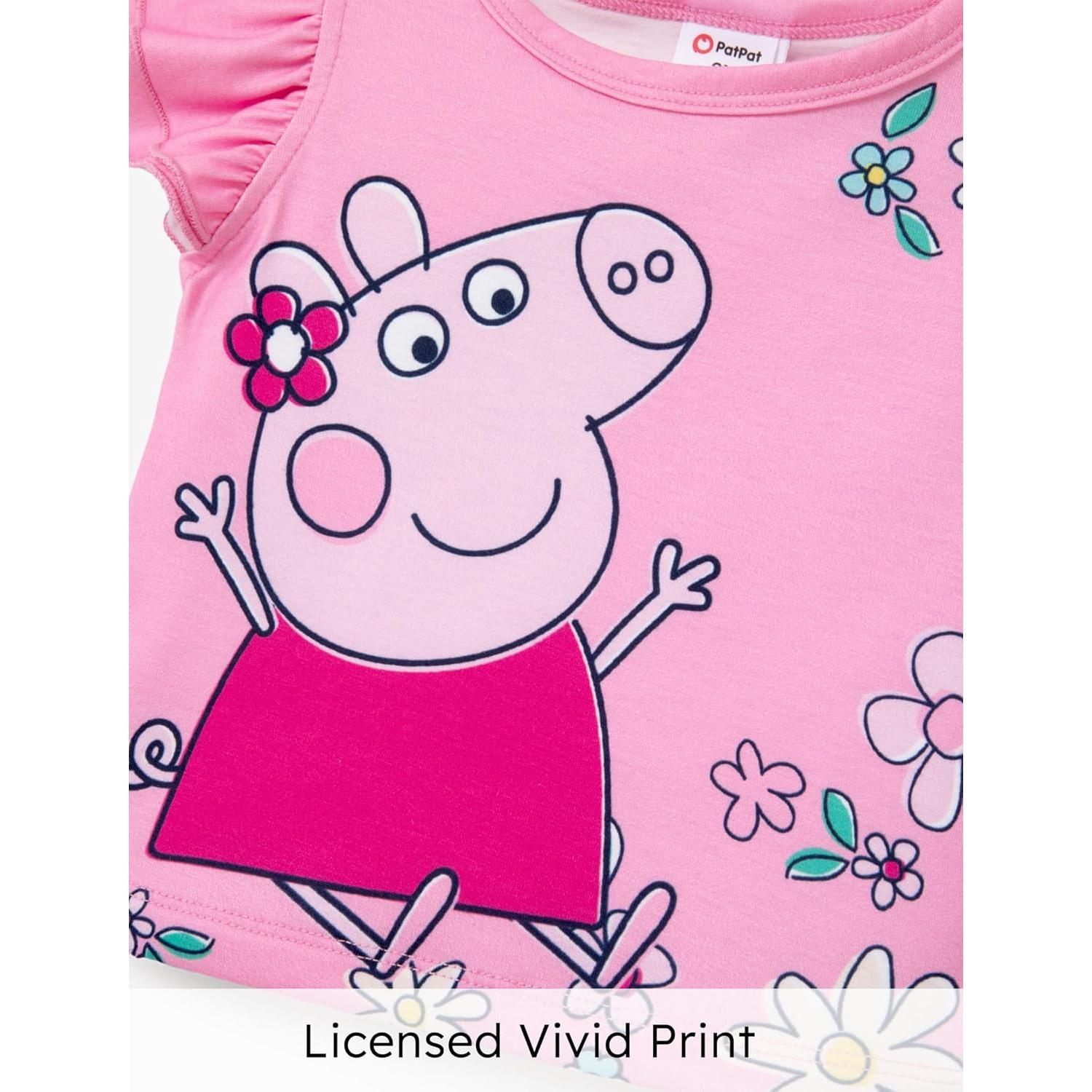 Conjunto 2 Piezas Niña Peppa Pig Top y Falda Floral 2-6 Años