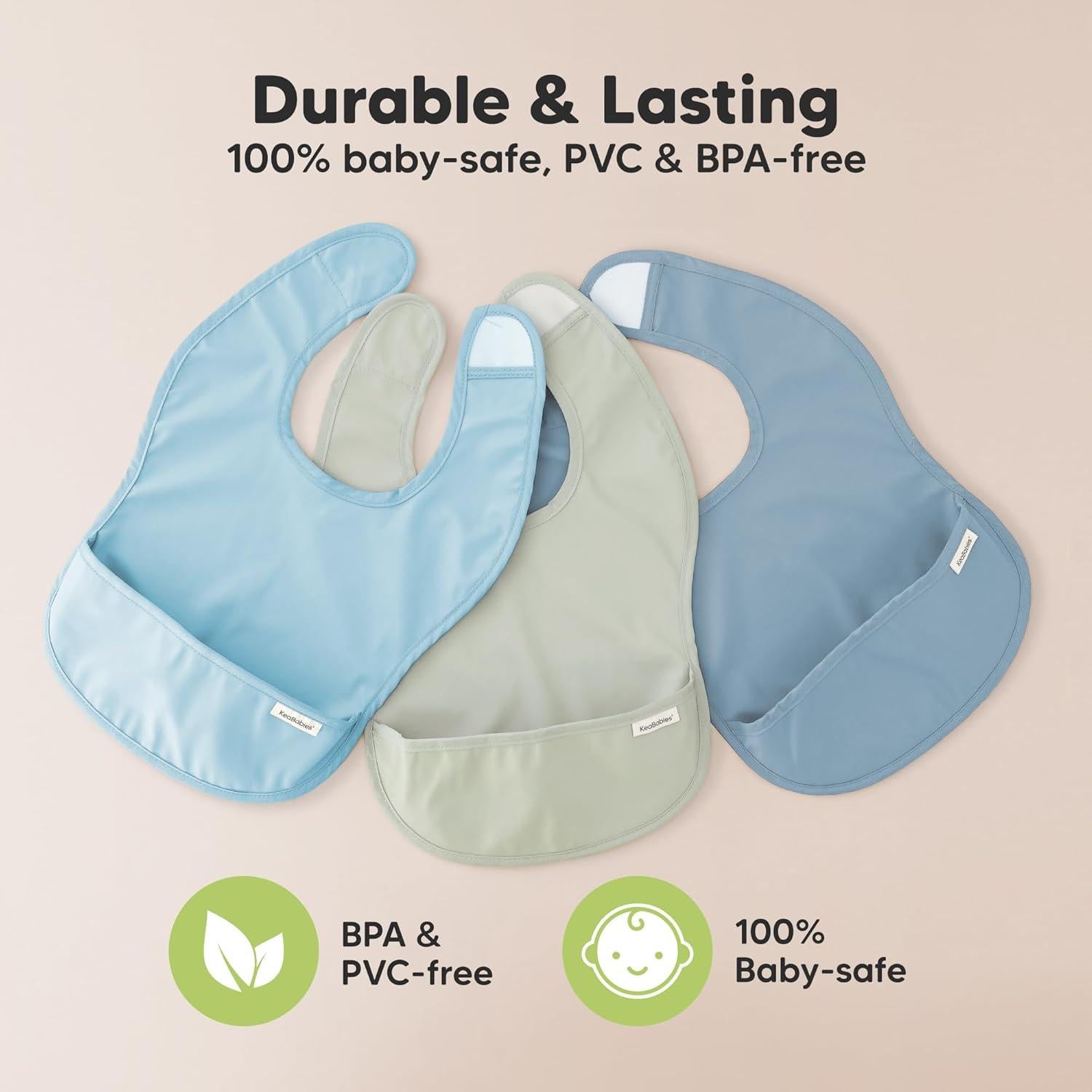 Baberos Impermeables KeaBabies Presto 3-Pack para Bebés