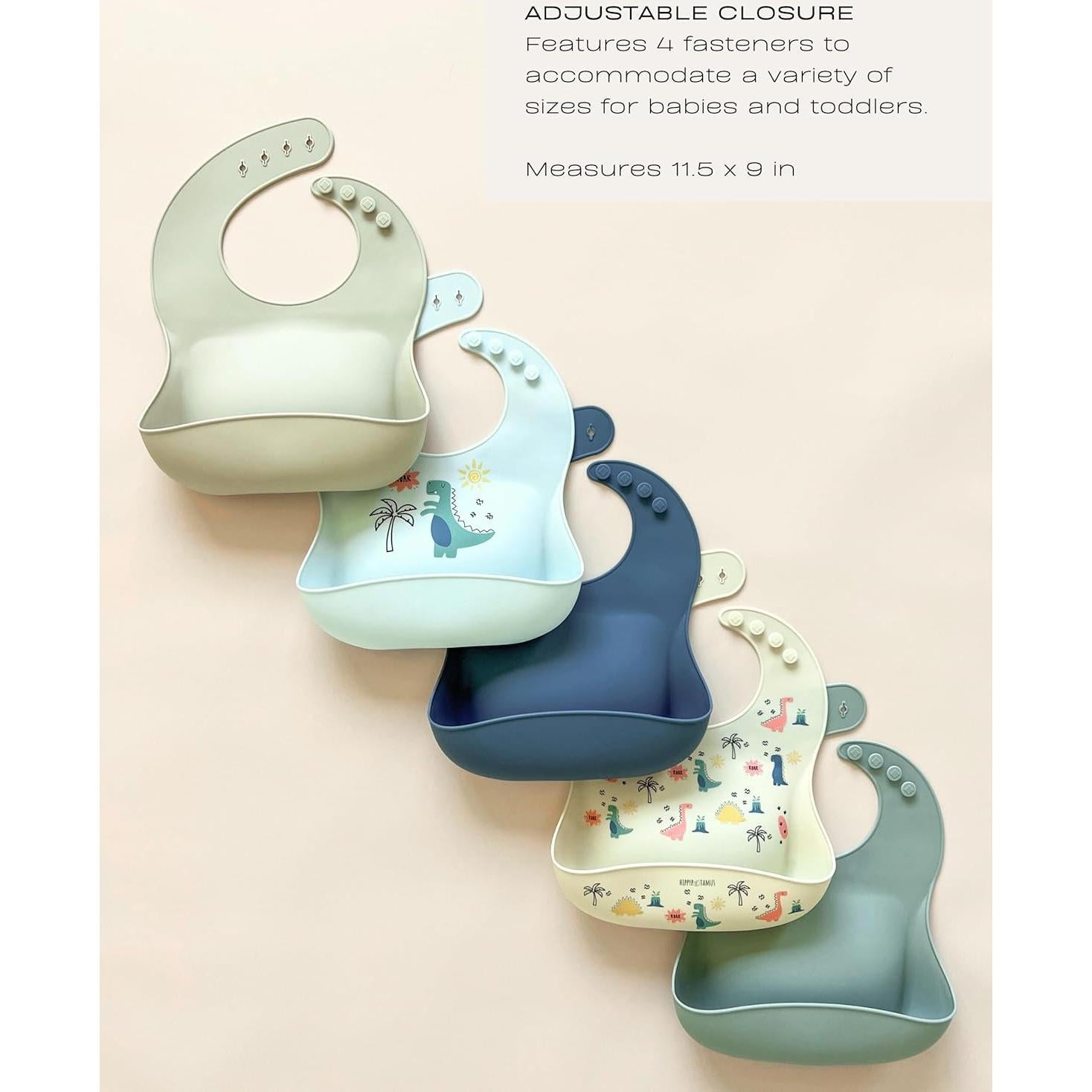 Baberos de Silicona Hippypotamus - Impermeables para Bebés 29.2x22.9cm