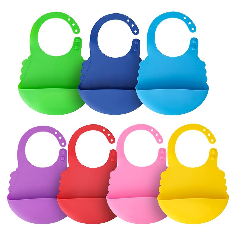 Baberos de Silicona Aricsen para Bebés - 7 Colores Ajustables