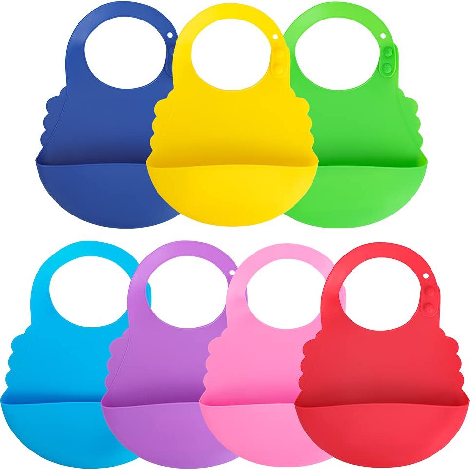 Baberos de Silicona Aricsen para Bebés - 7 Colores Ajustables