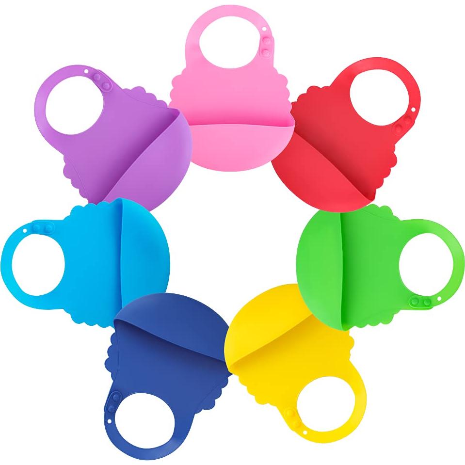 Baberos de Silicona Aricsen para Bebés - 7 Colores Ajustables