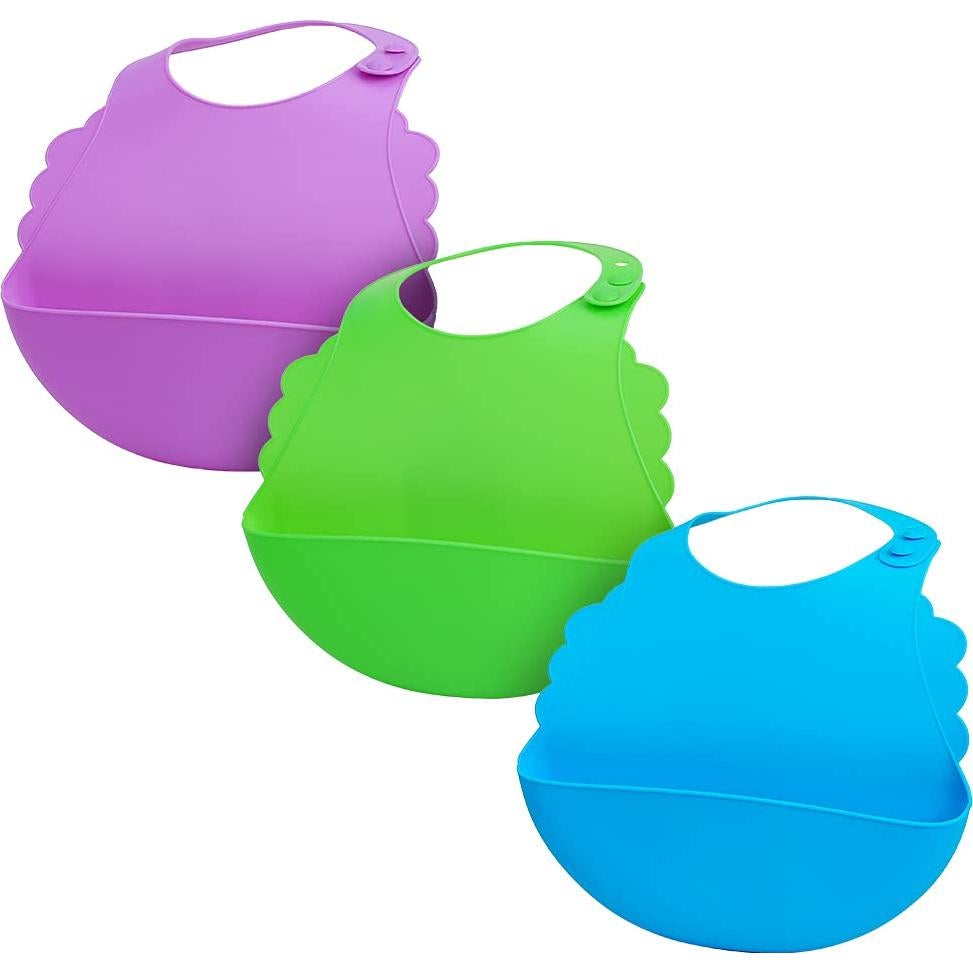 Baberos de Silicona Aricsen para Bebés - 7 Colores Ajustables