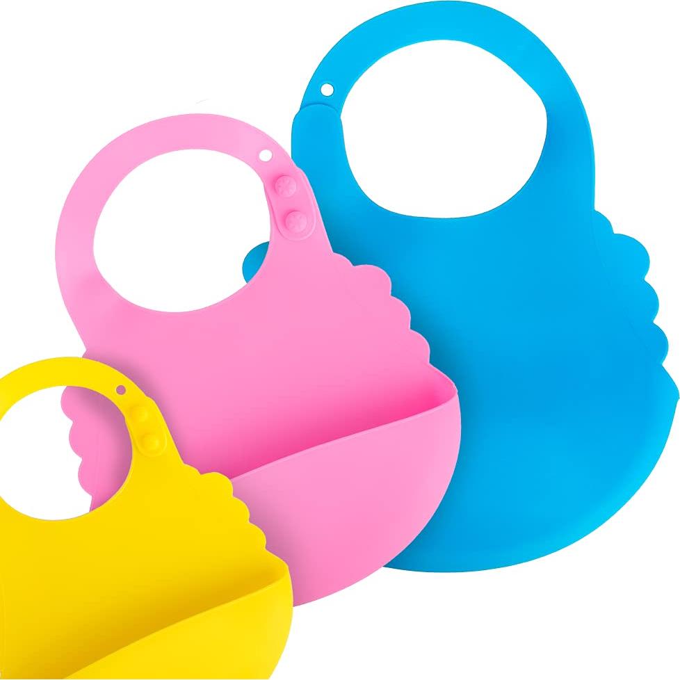 Baberos de Silicona Aricsen para Bebés - 7 Colores Ajustables