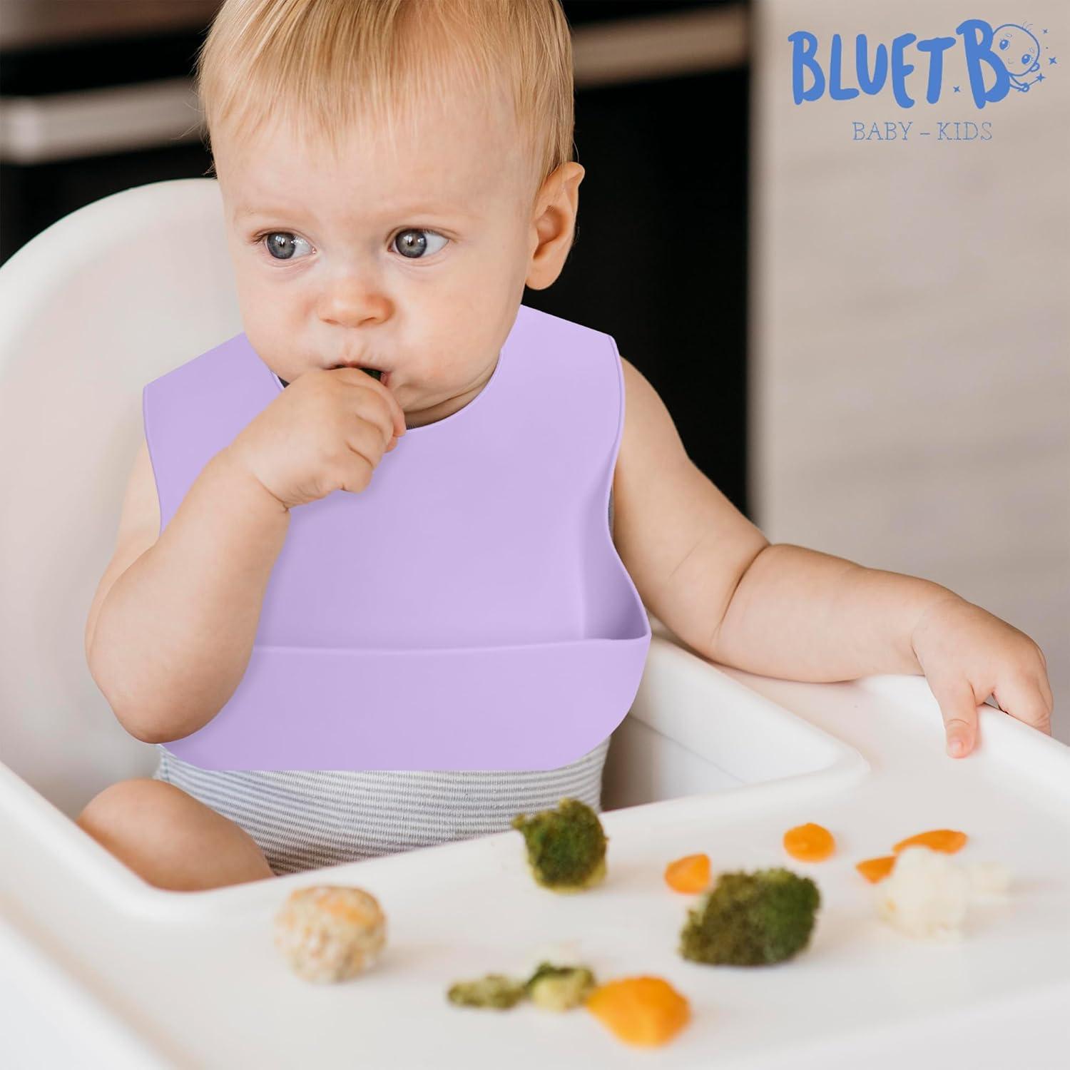 Juego de 3 Baberos de Silicona Rosa - Impermeables y Ajustables