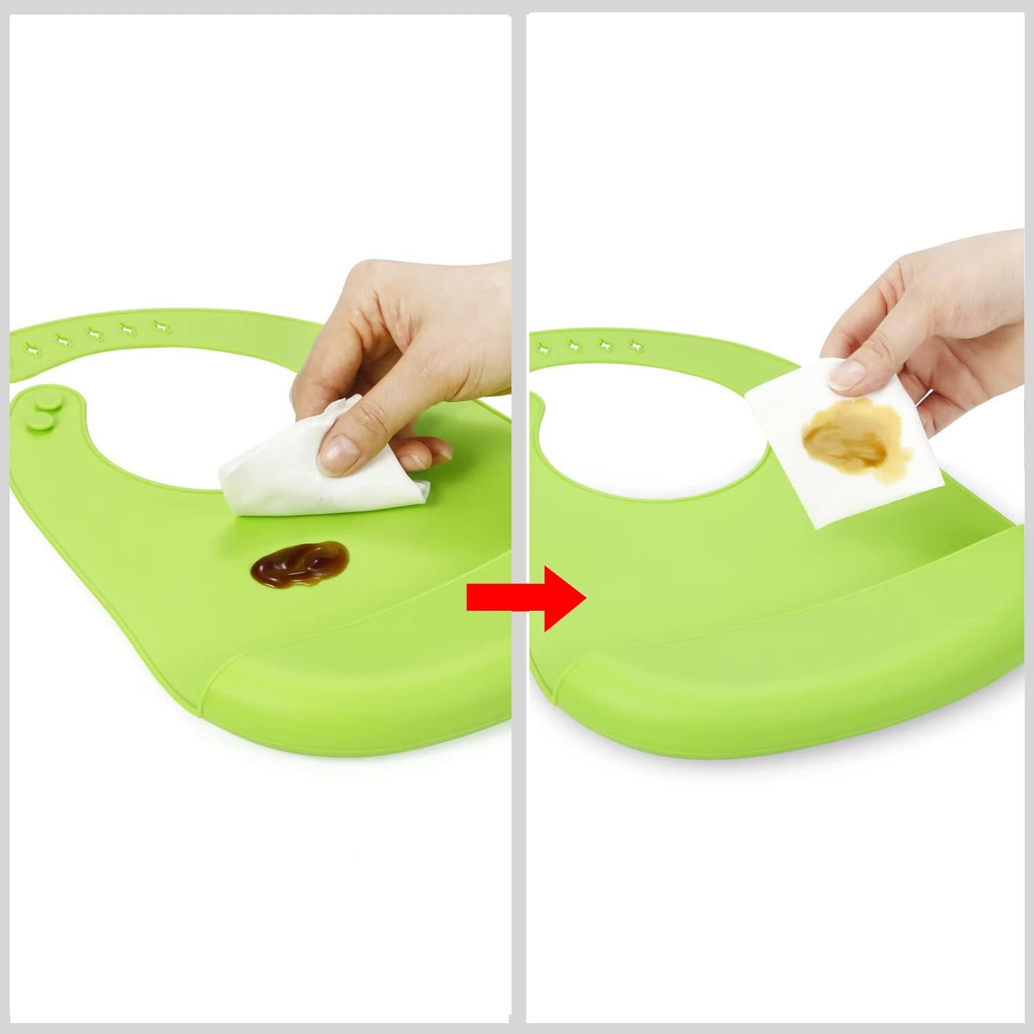 Baberos de Silicona PandaEar 2 Pack Ajustables Unisex 100% Suave