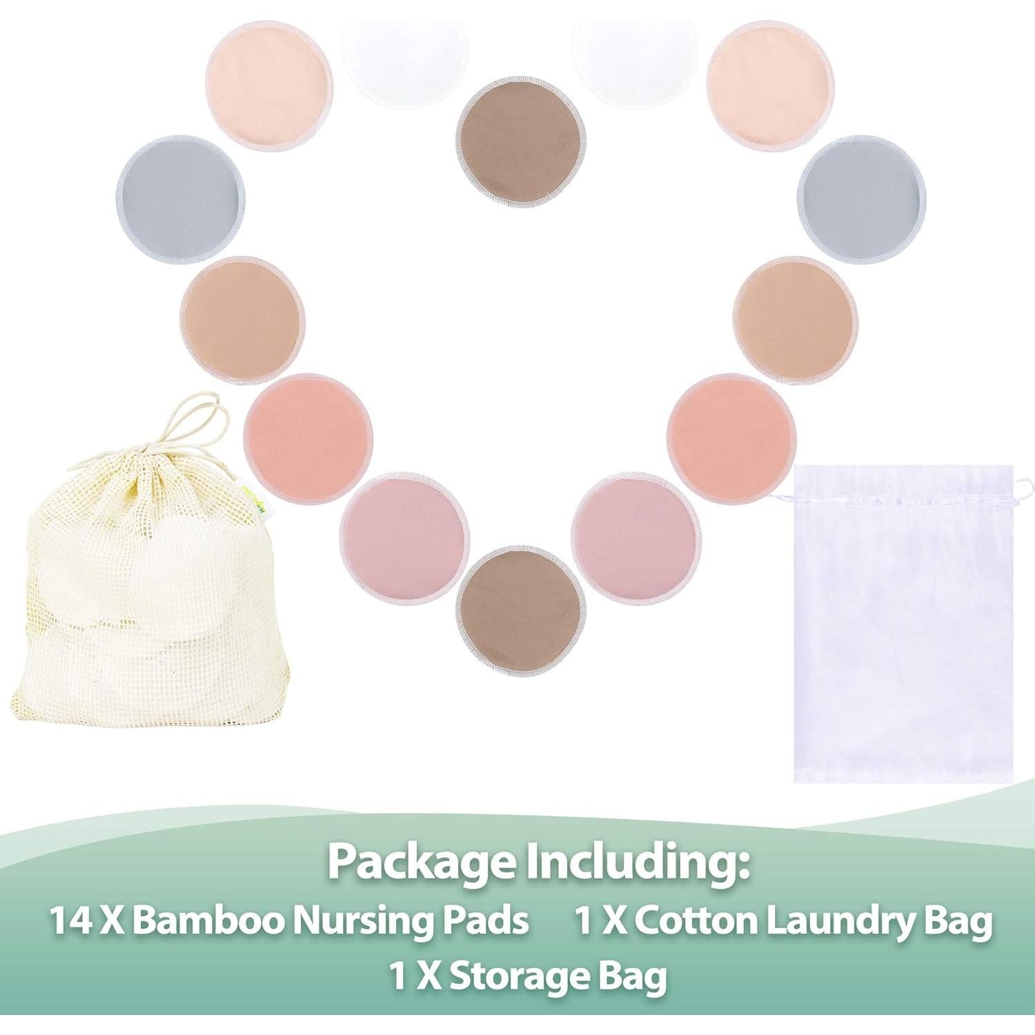 Almohadillas de Lactancia Wegreeco Lavables 14 Pzas + Bolsas