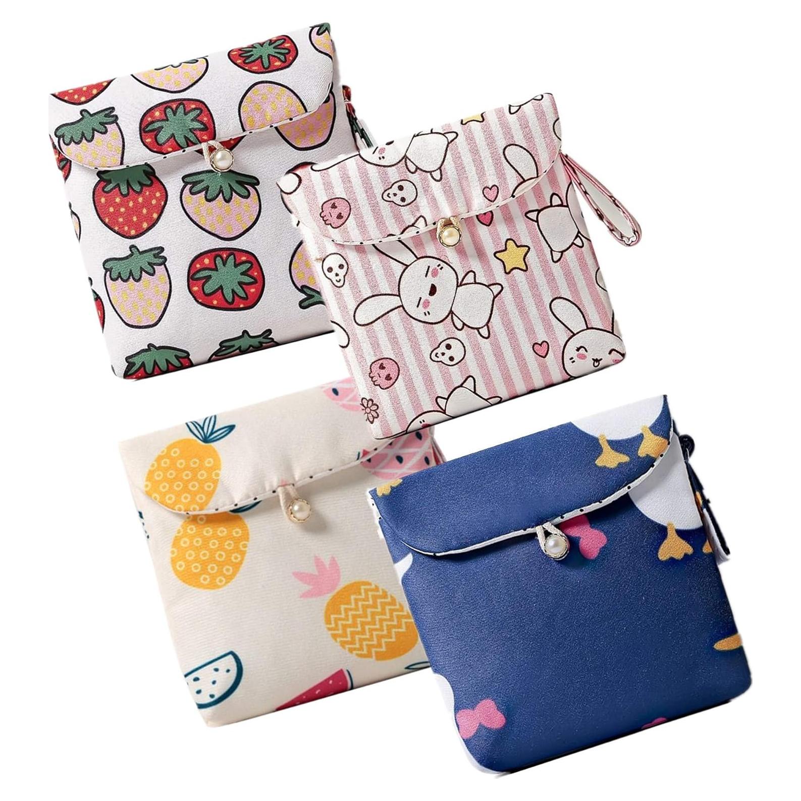 4 Bolsos de Algodón Tiger007 para Toallas Sanitarias 13x13cm