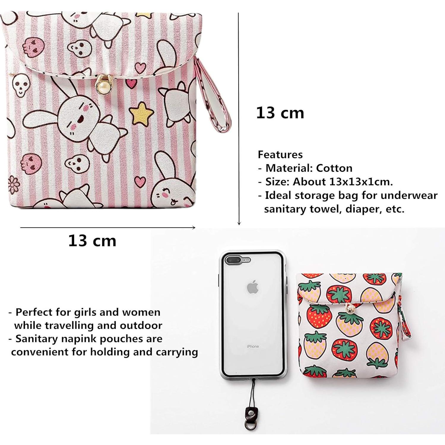 4 Bolsos de Algodón Tiger007 para Toallas Sanitarias 13x13cm