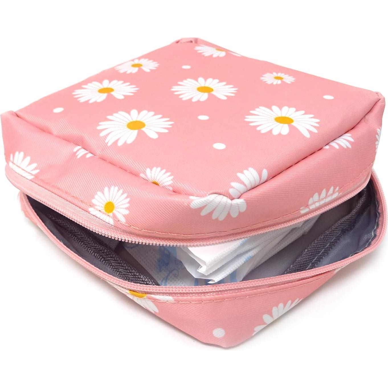 Bolsa de Toallas Sanitarias Honbay Daisy Rosa 13x13cm