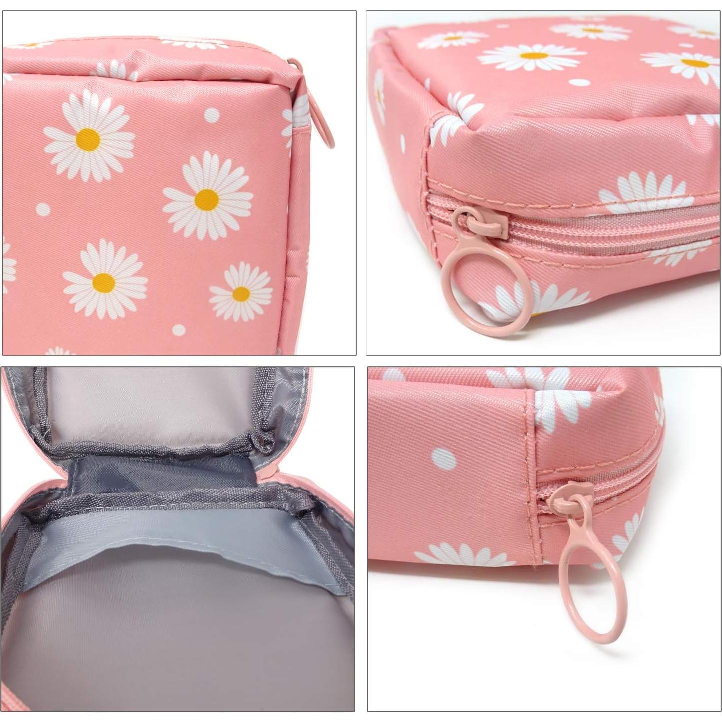 Bolsa de Toallas Sanitarias Honbay Daisy Rosa 13x13cm