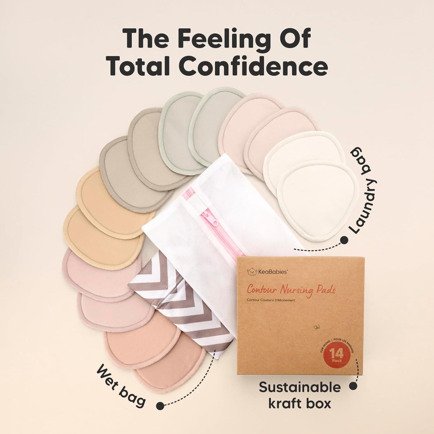 Paquete de 14 Almohadillas de Lactancia Reutilizables KeaBabies