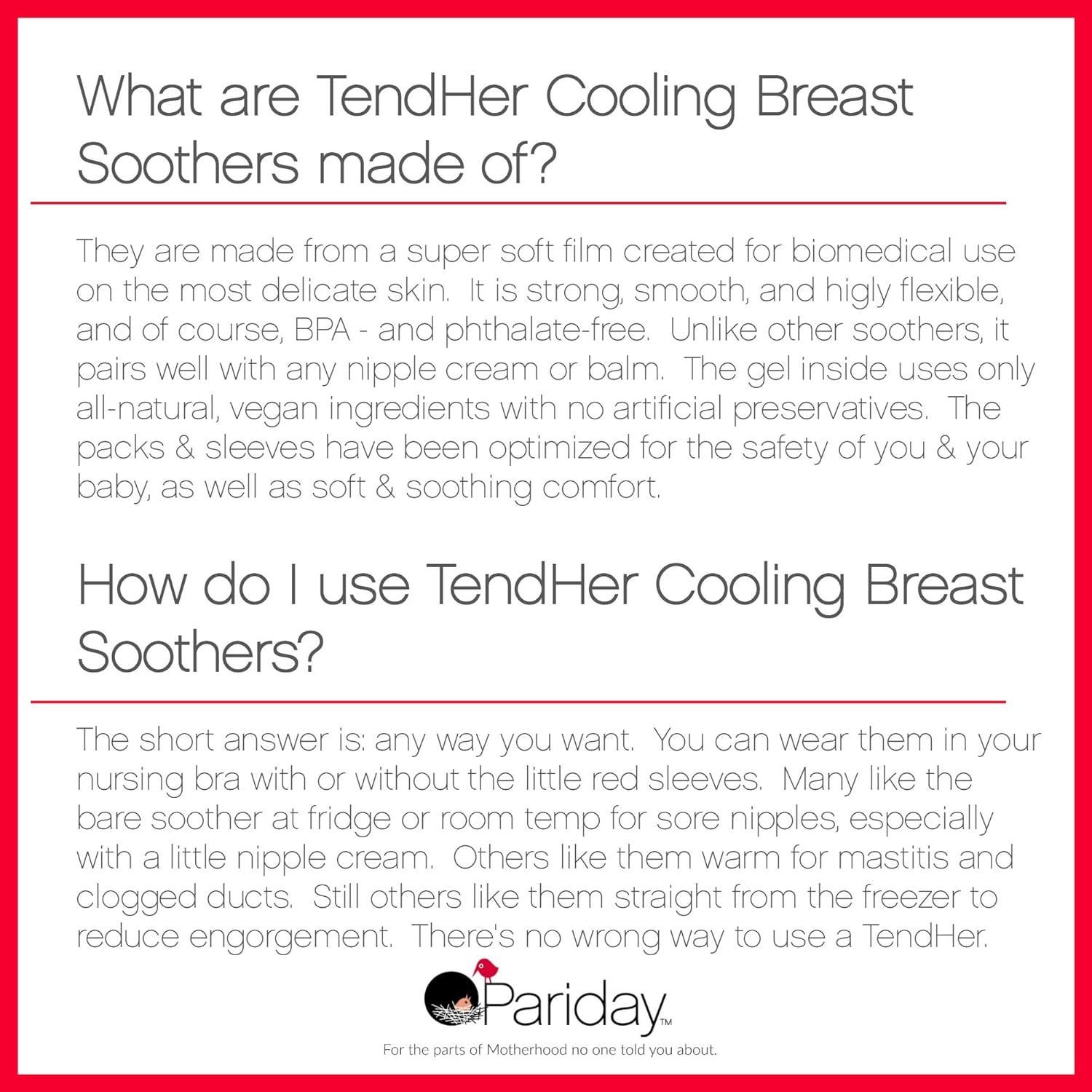 TendHer Almohadillas de Gel Reutilizables para Lactancia - Alivio Dolor Pezones