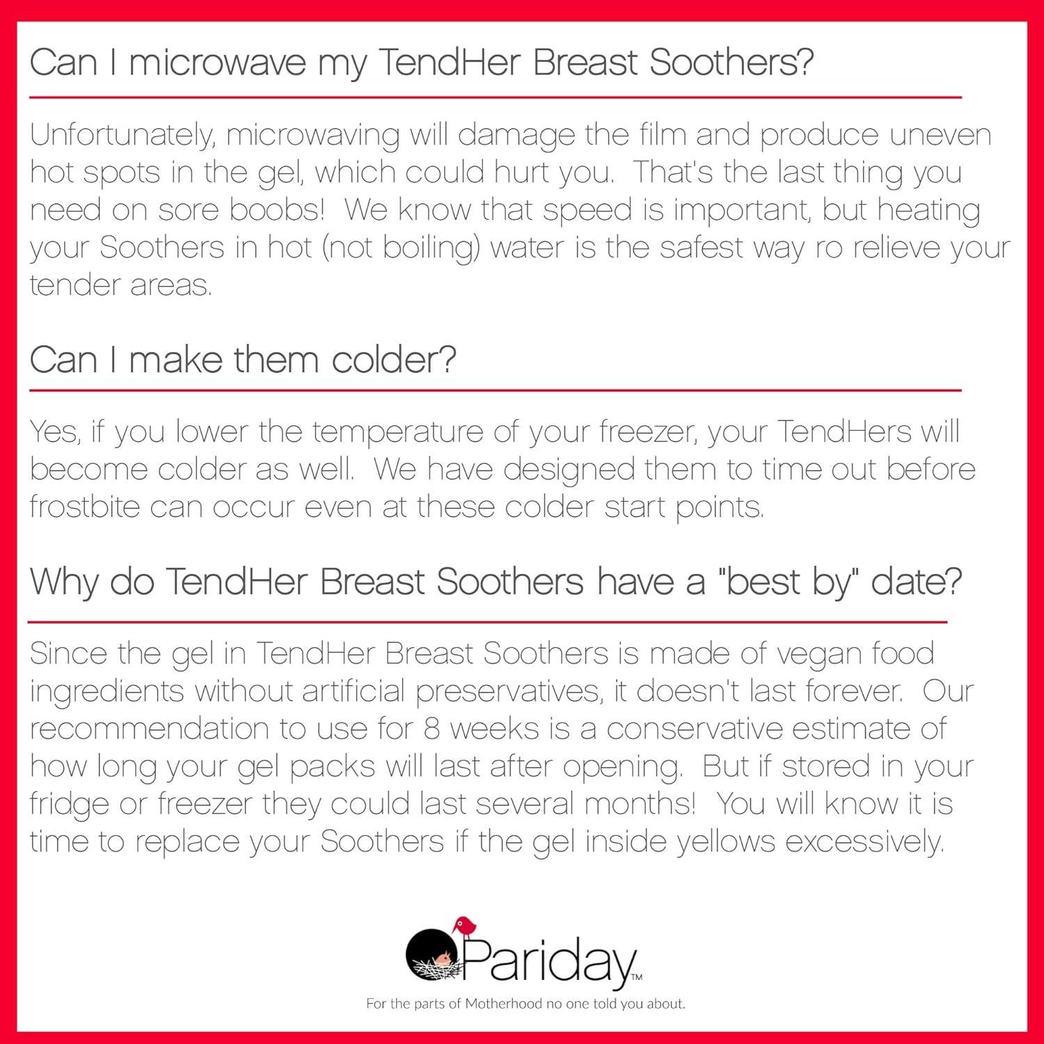 TendHer Almohadillas de Gel Reutilizables para Lactancia - Alivio Dolor Pezones