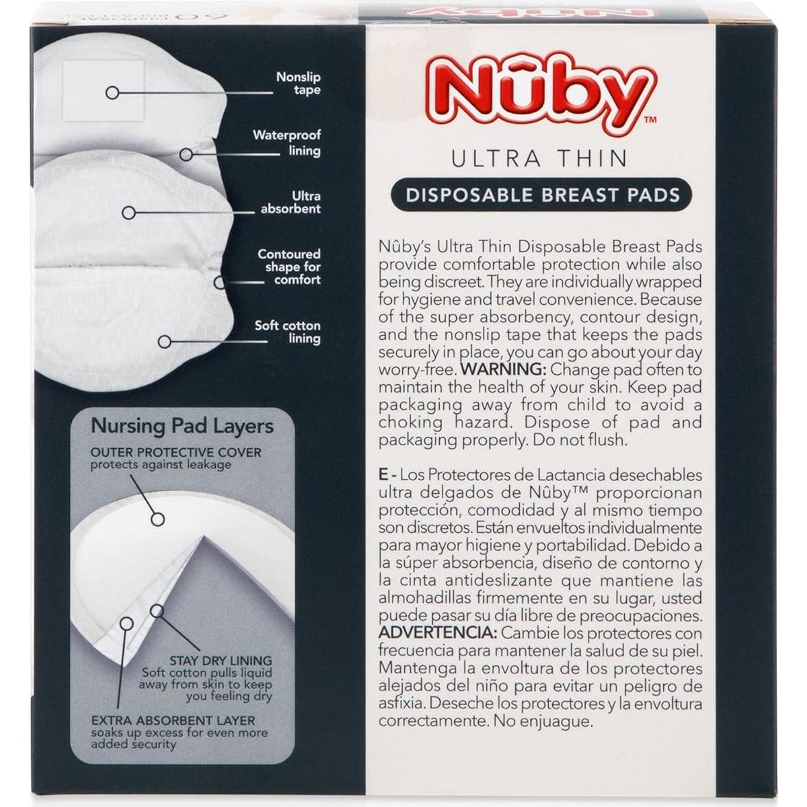 Almohadillas para Lactancia Nuby Stay-Dry 60 Piezas Ultra-Finas