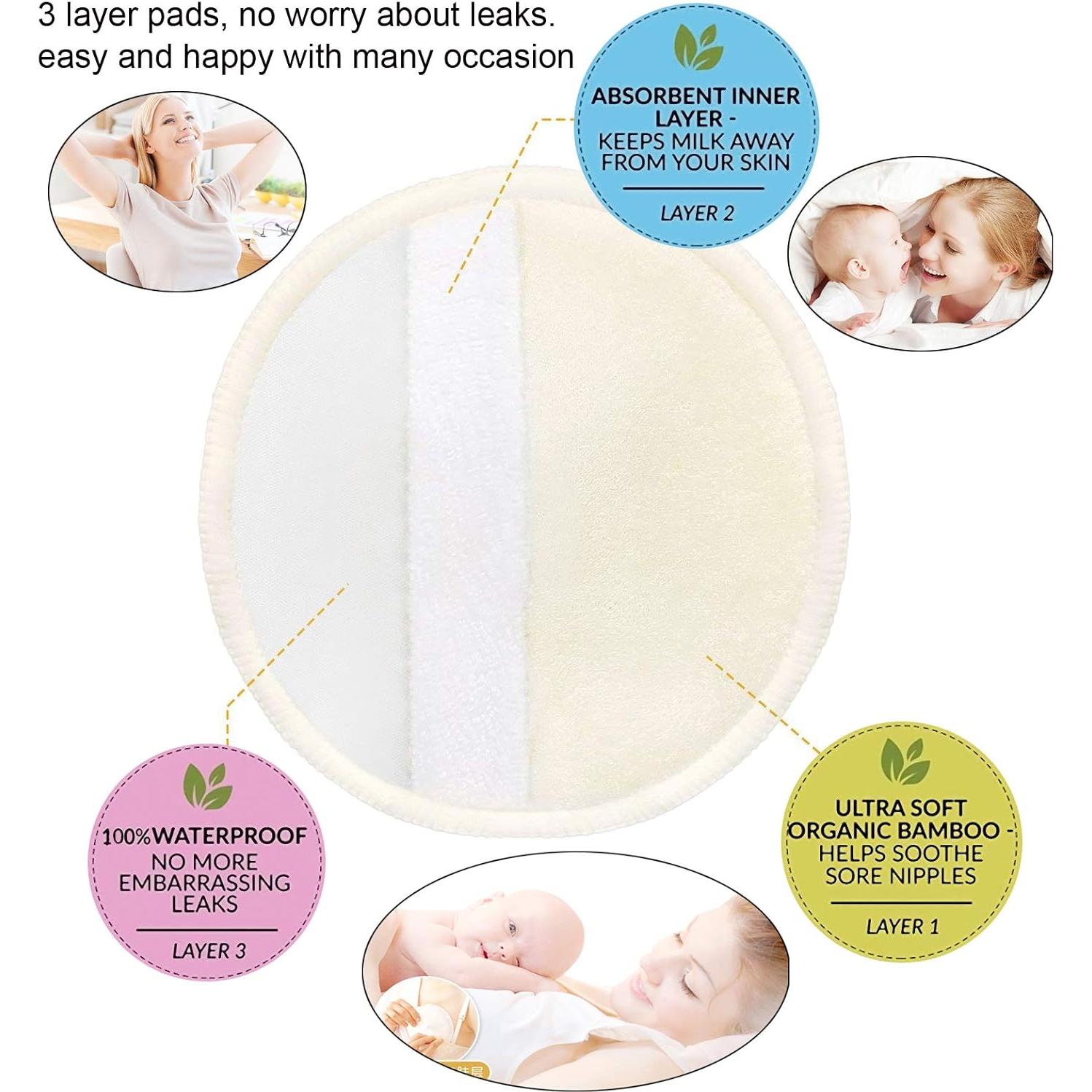 Almohadillas de Lactancia Reutilizables Pinowu 12pcs 11 cm