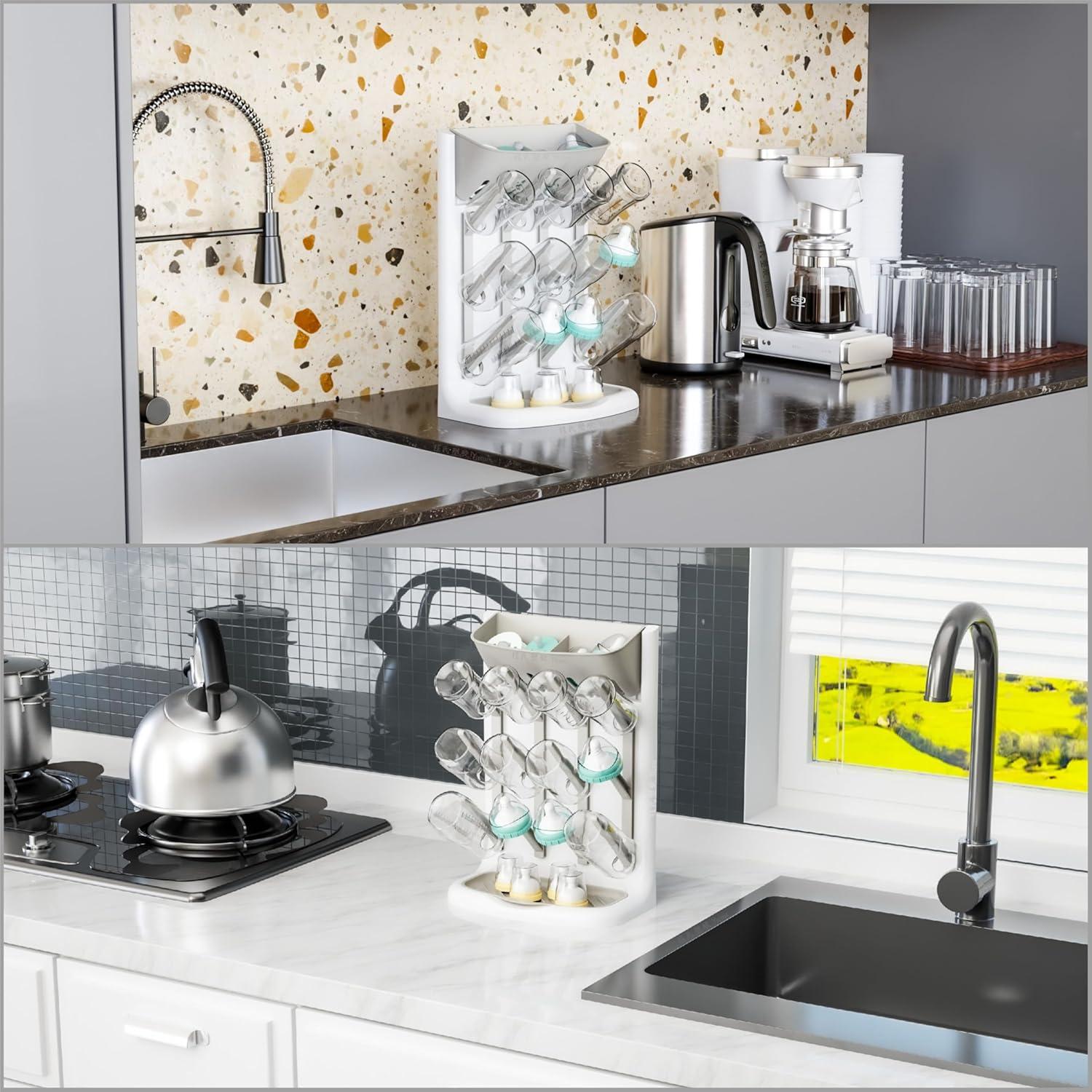 Soporte Vertical para Secado de Biberones Yieach Gris