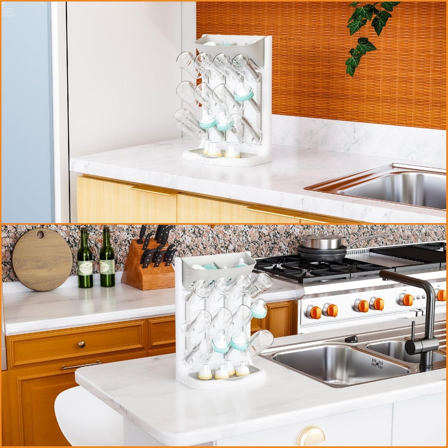 Soporte Vertical para Secado de Biberones Yieach Gris