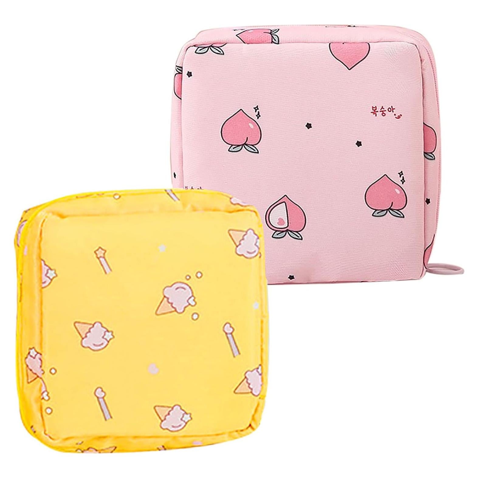 2 Bolsas de Almacenamiento de Toallas Sanitarias Oxford Amarillo/Rosa