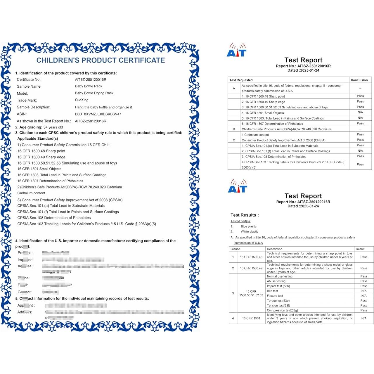 Soporte Vertical para Secado de Biberones SuoXing Grande Gris