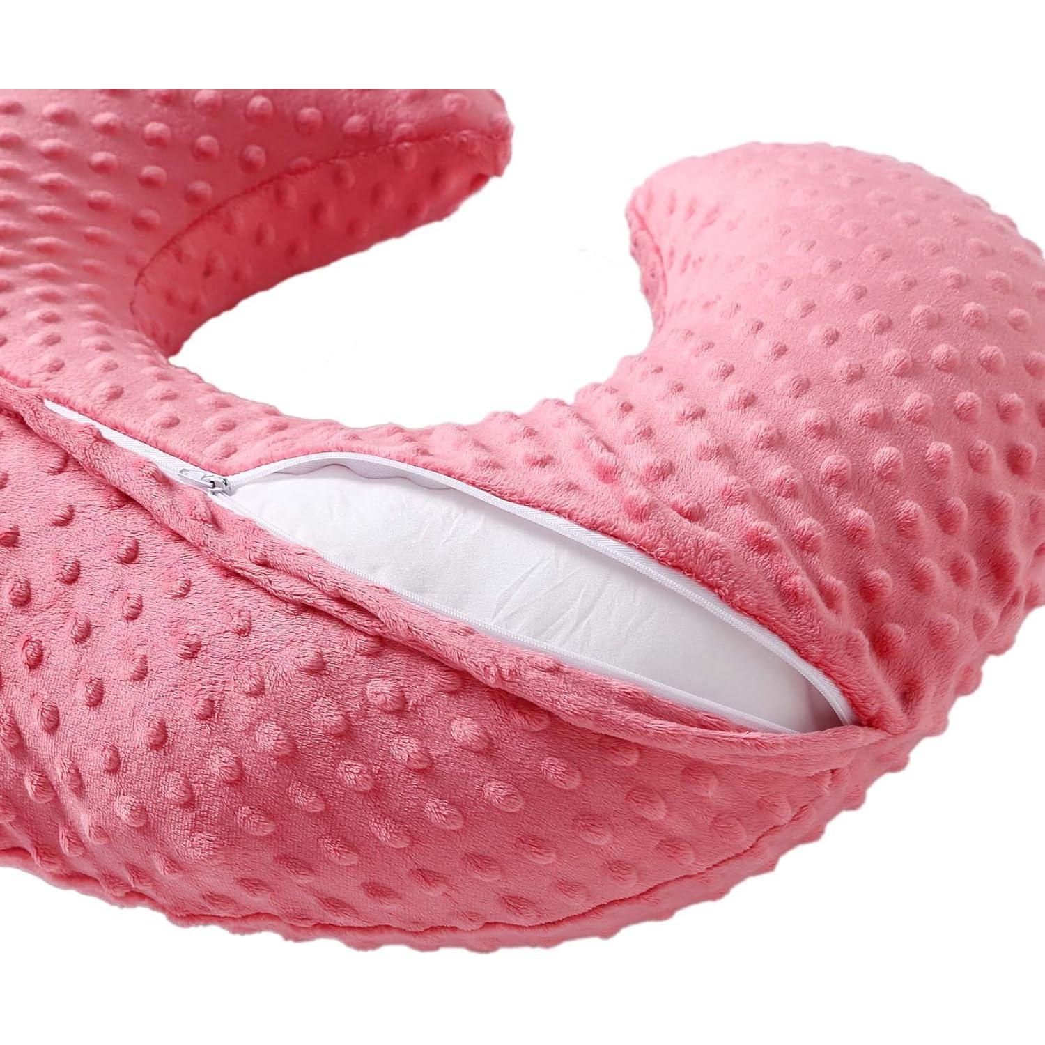 Funda de Almohada de Lactancia QUENESS Terciopelo Rojo Fresa