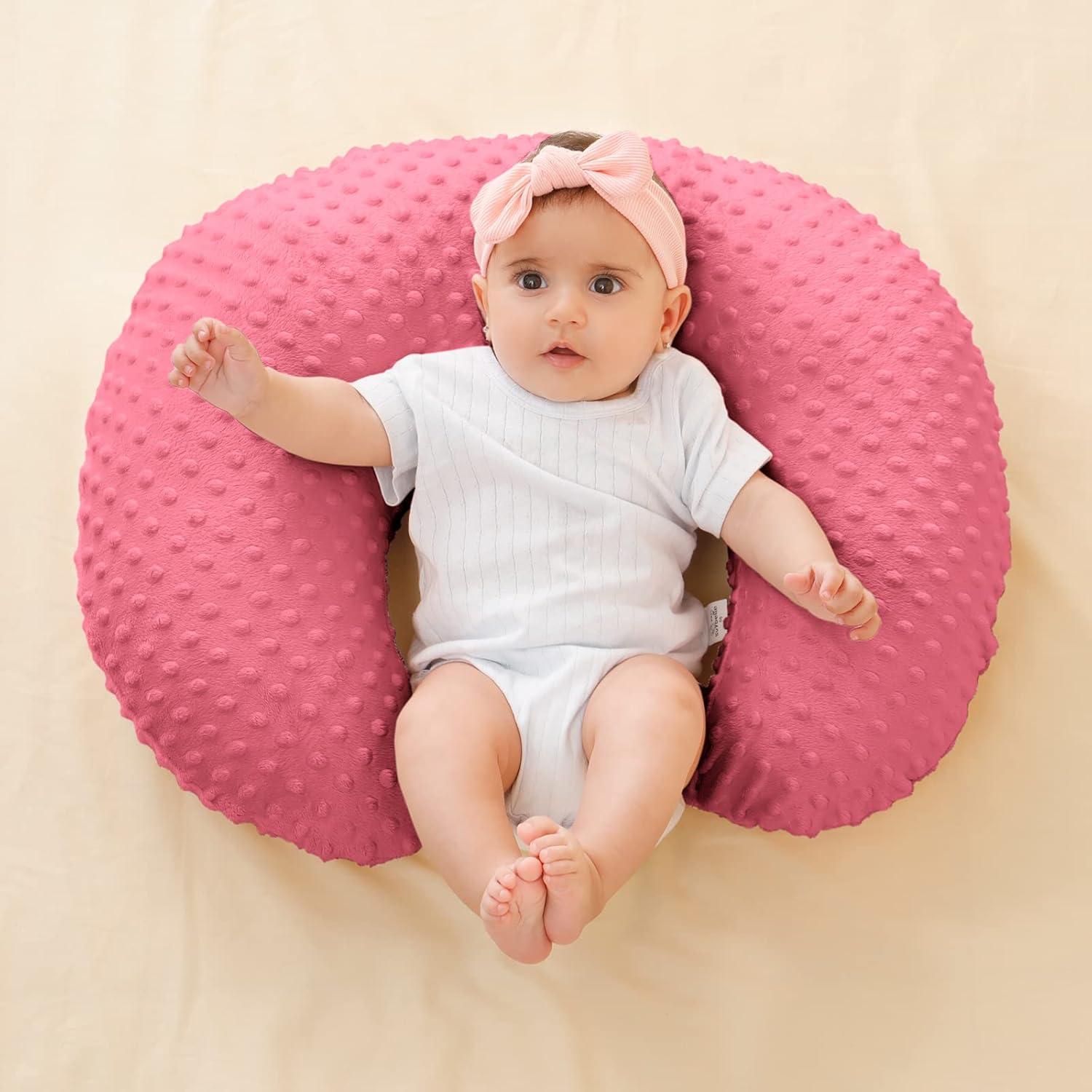 Funda de Almohada de Lactancia QUENESS Terciopelo Rojo Fresa