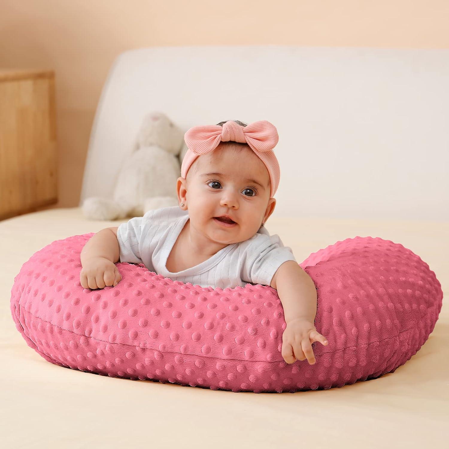 Funda de Almohada de Lactancia QUENESS Terciopelo Rojo Fresa