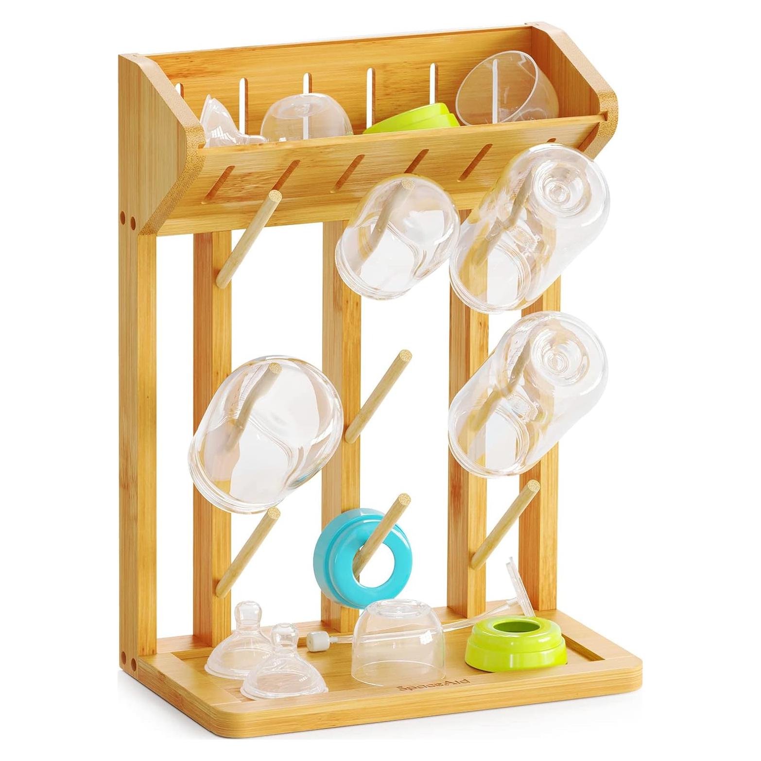 Soporte de Secado de Biberones SpaceAid de Bambú Natural para 9 Biberones