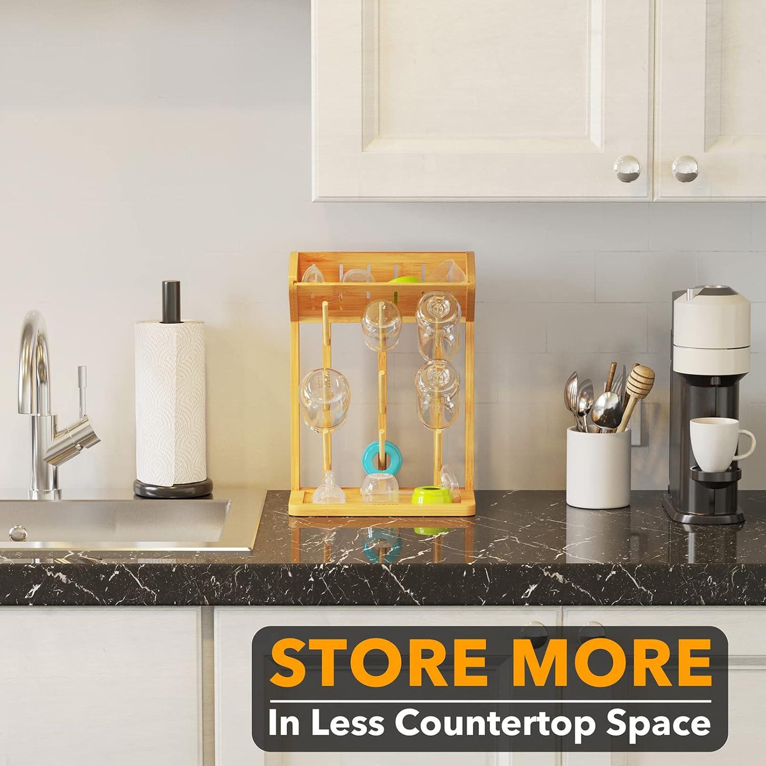 Soporte de Secado de Biberones SpaceAid de Bambú Natural para 9 Biberones