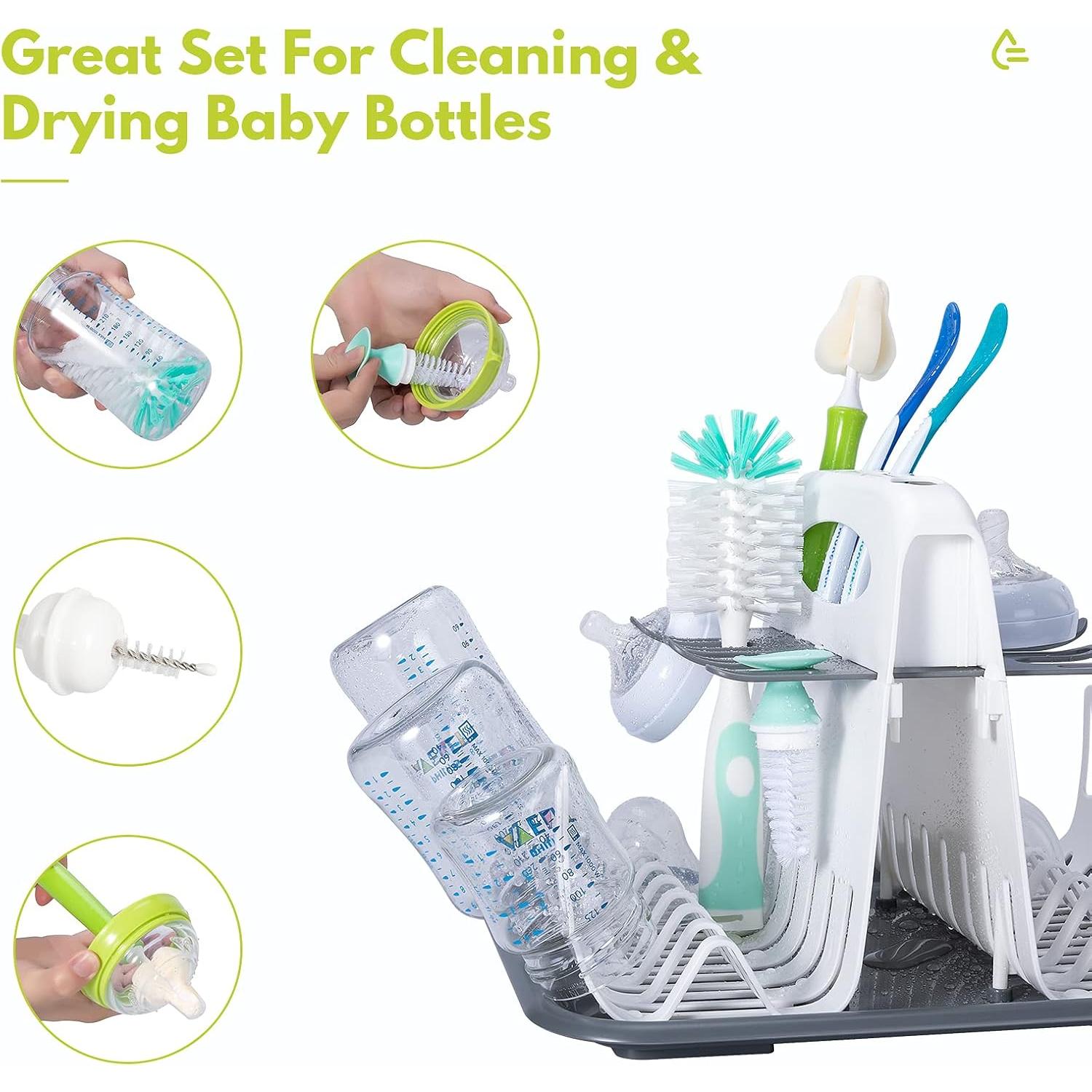 Secador de Biberones CAREBABYMORE con 6 Cepillos, Blanco