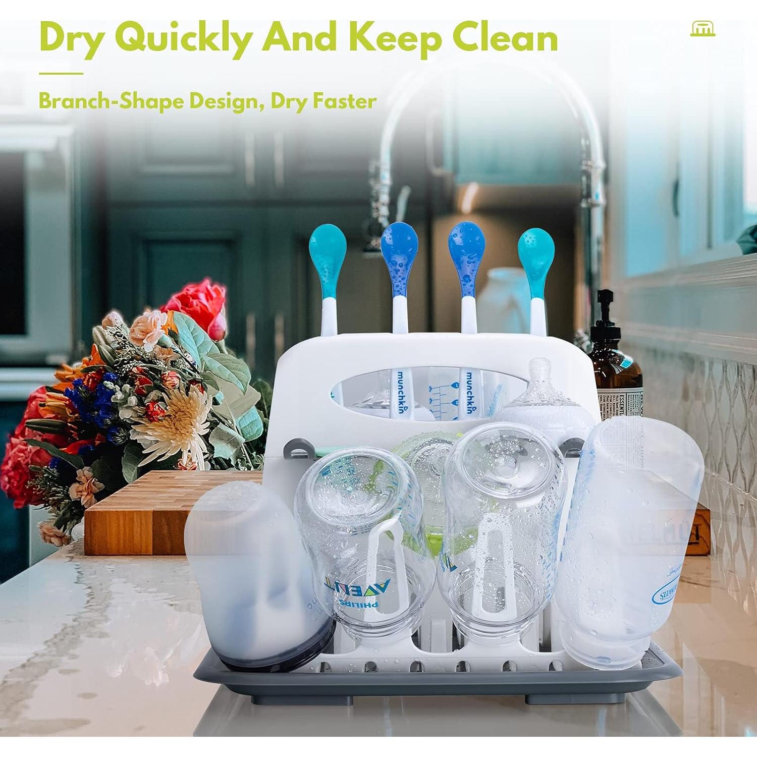 Secador de Biberones CAREBABYMORE con 6 Cepillos, Blanco