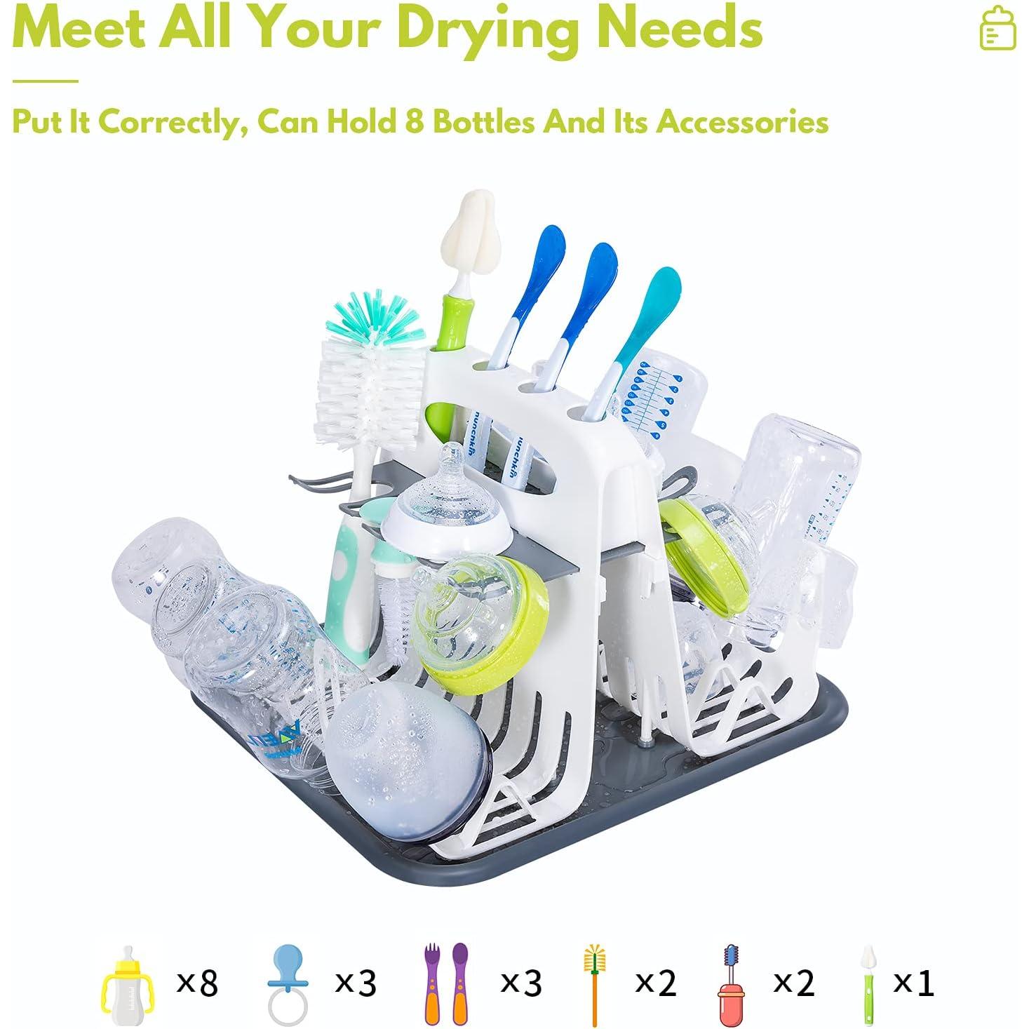 Secador de Biberones CAREBABYMORE con 6 Cepillos, Blanco