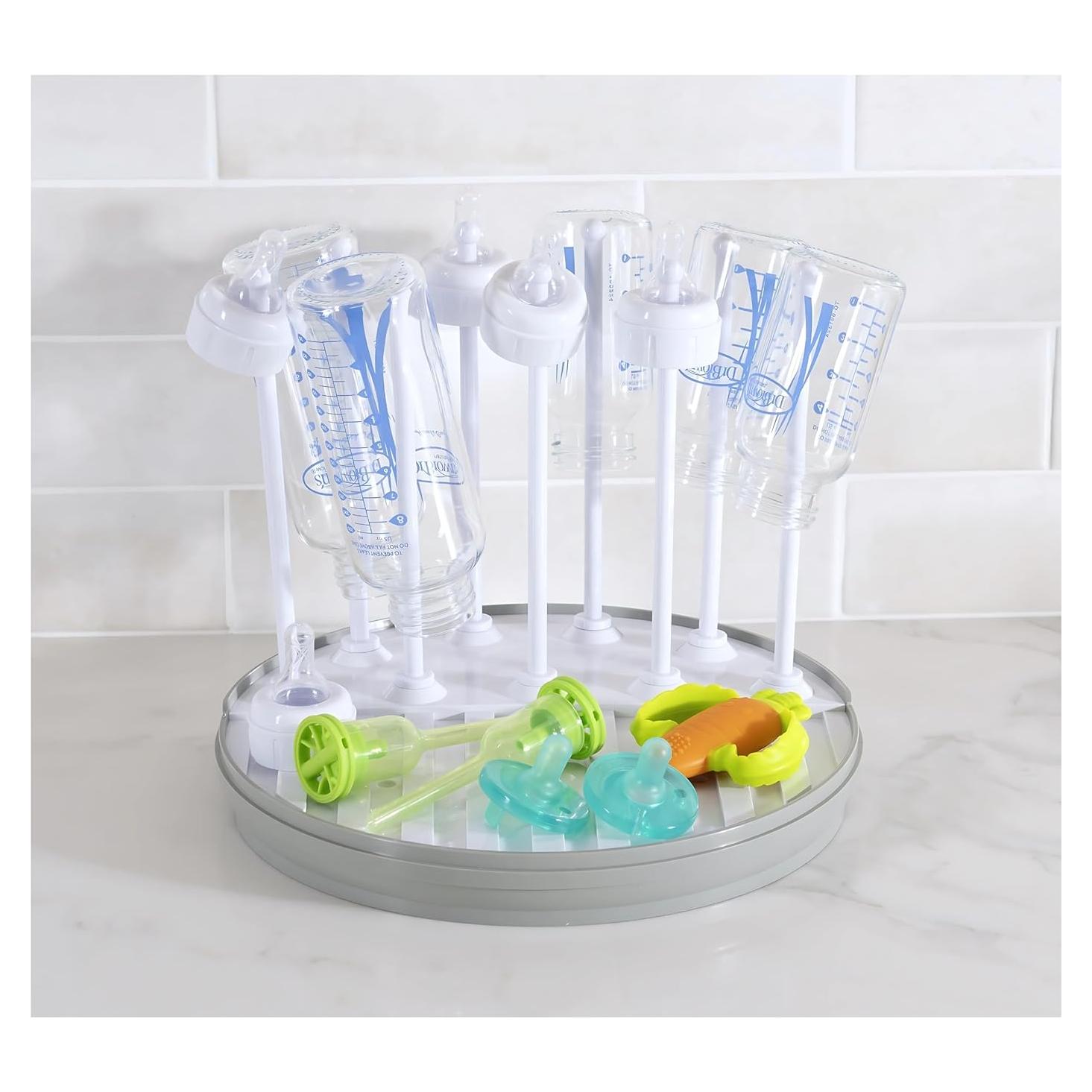 Estante de Secado para Biberones Pequeño - Libre de BPA - Gris/Blanco