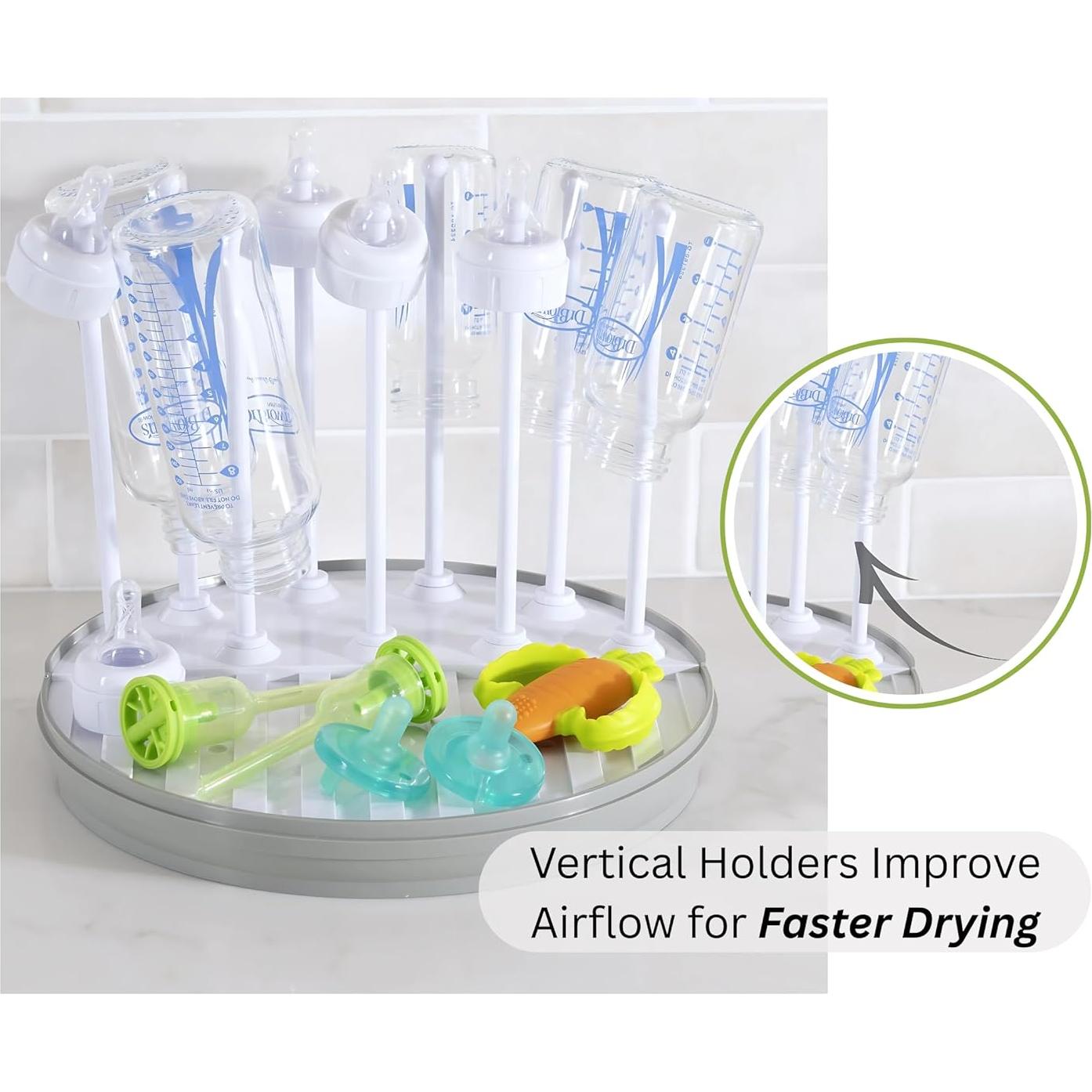 Estante de Secado para Biberones Pequeño - Libre de BPA - Gris/Blanco