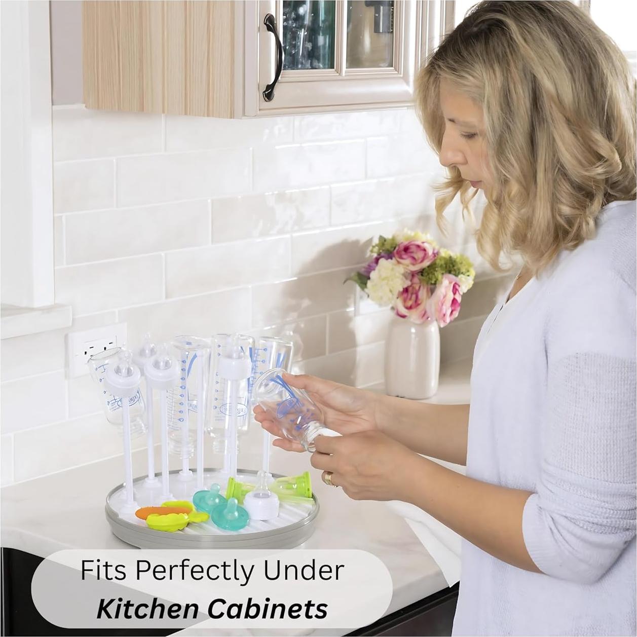 Estante de Secado para Biberones Pequeño - Libre de BPA - Gris/Blanco