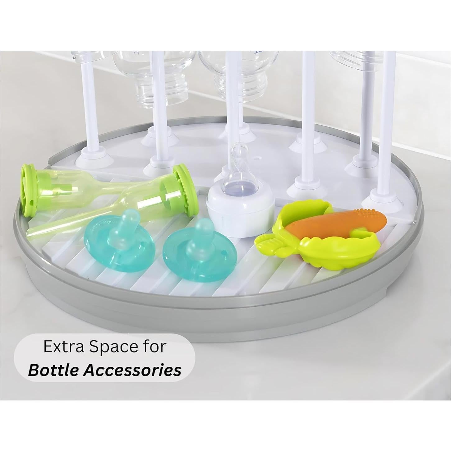 Estante de Secado para Biberones Pequeño - Libre de BPA - Gris/Blanco