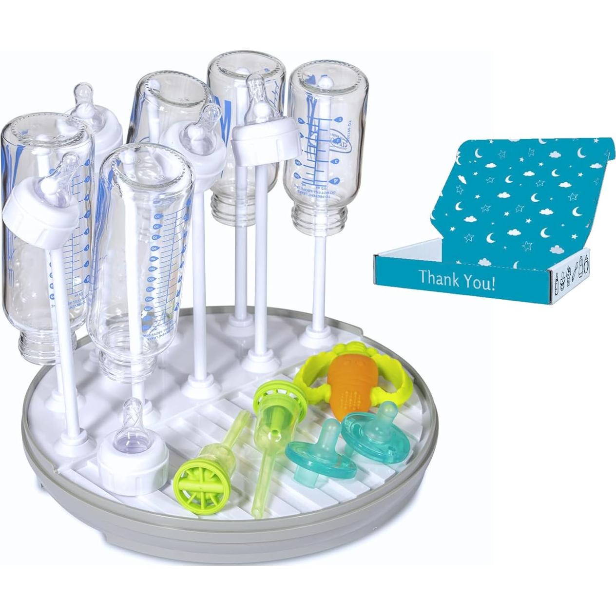 Estante de Secado para Biberones Pequeño - Libre de BPA - Gris/Blanco