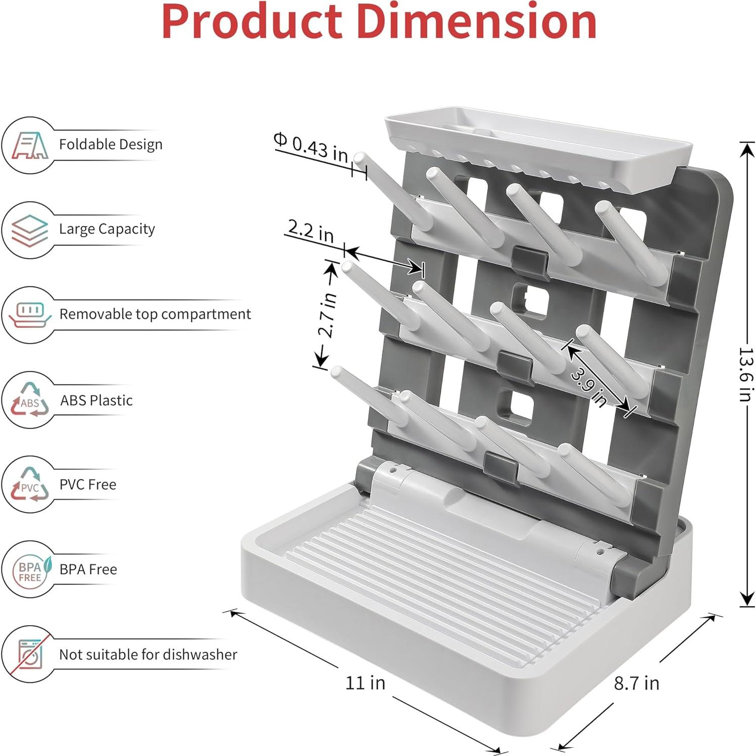 Soporte para Secado de Biberones CINWWNI - Ahorra Espacio, 12 Biberones