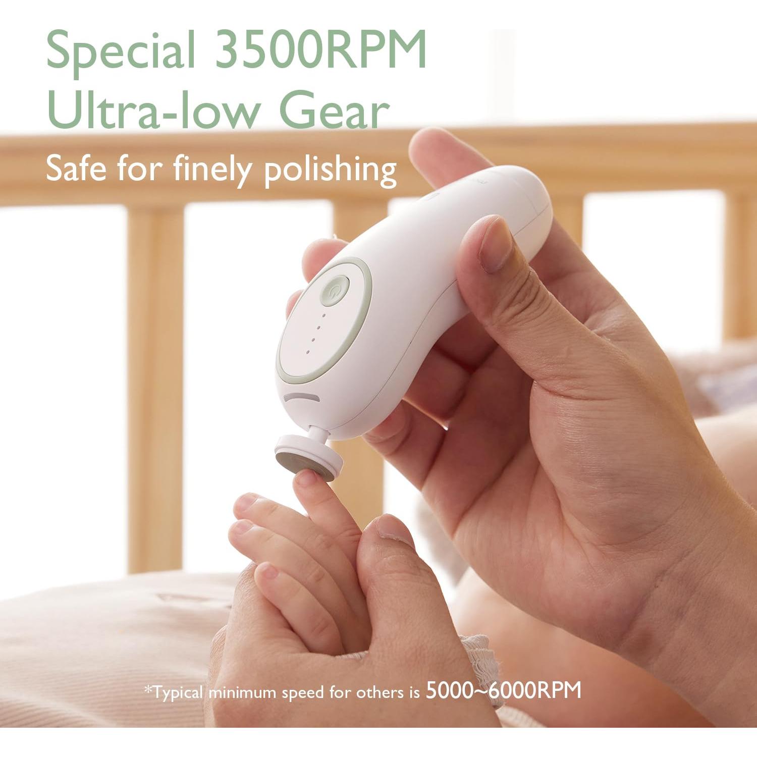 Lima de Uñas Eléctrica Momcozy para Bebés - Recargable, 7 Accesorios