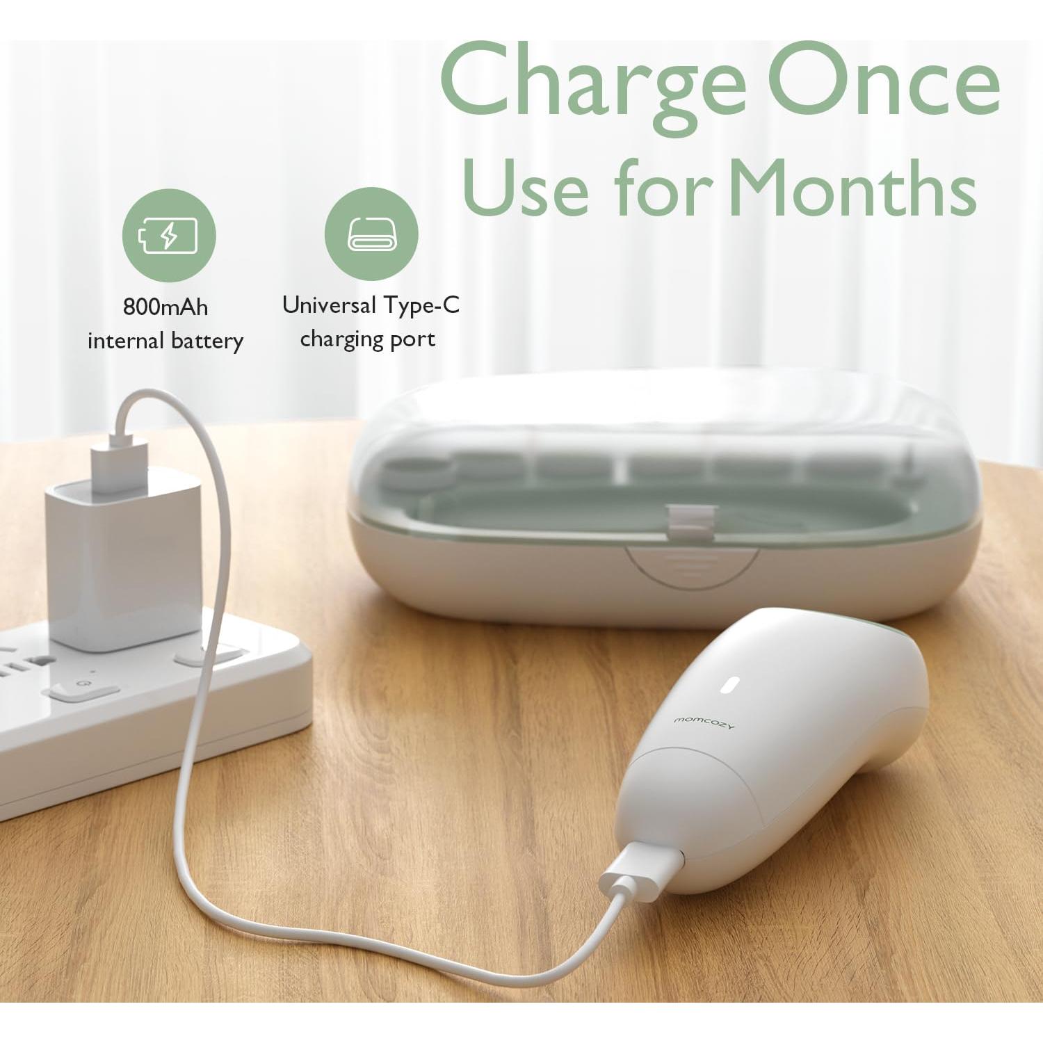 Lima de Uñas Eléctrica Momcozy para Bebés - Recargable, 7 Accesorios