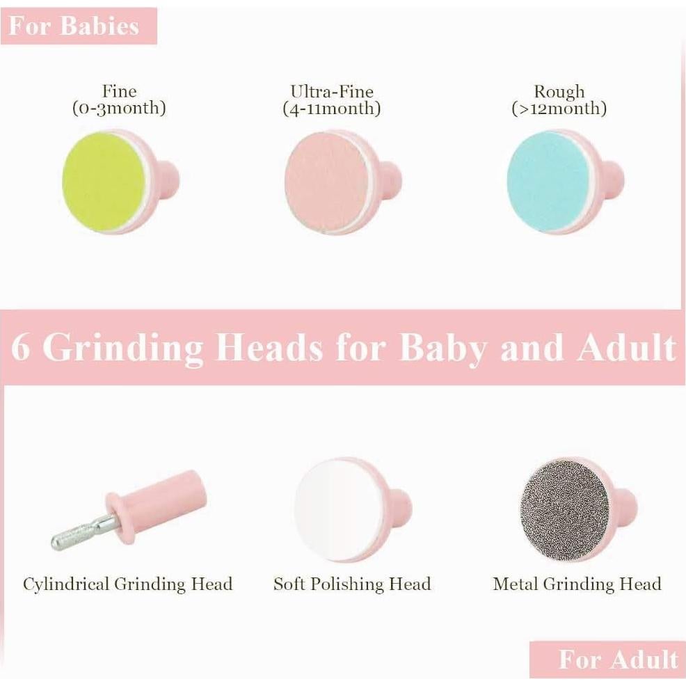 Lima de Uñas Eléctrica SNow para Bebés y Adultos con Luz LED