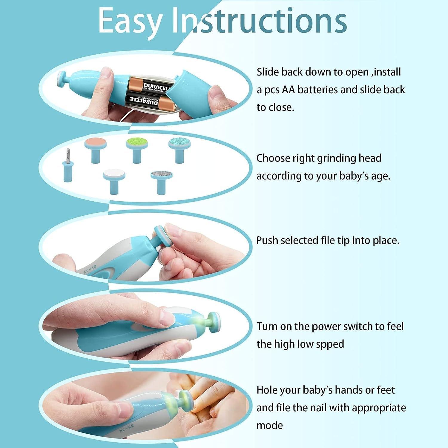 Lima de Uñas Eléctrica SNow para Bebés y Adultos con Luz LED