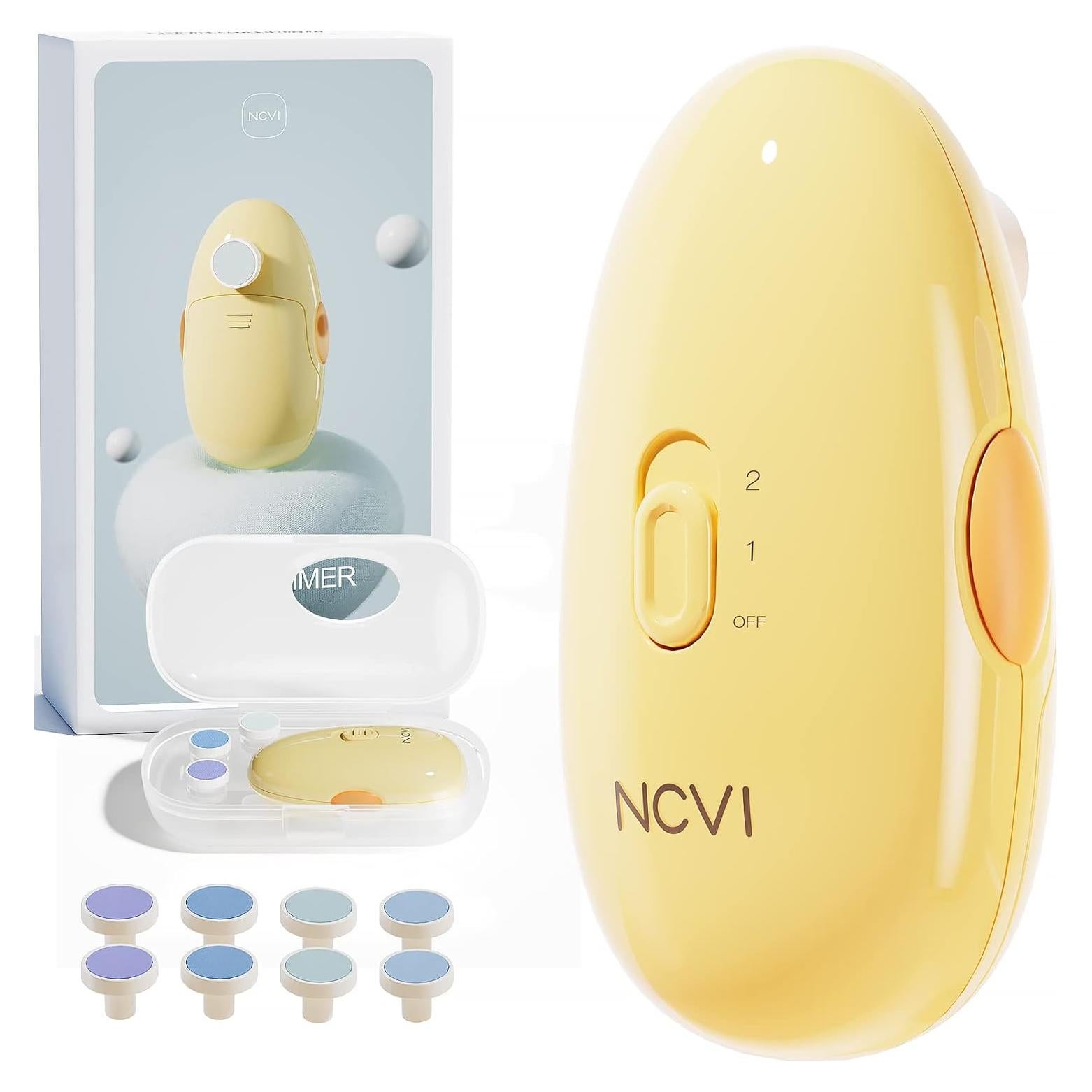 Cortador de Uñas Eléctrico NCVI para Bebés Amarillo - 8 Accesorios