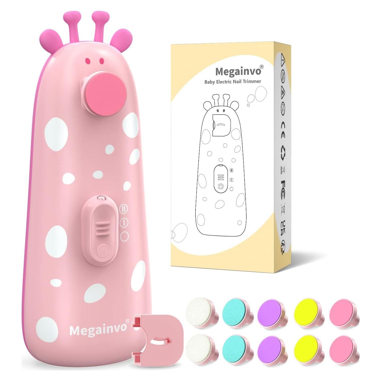 Cortador de Uñas Eléctrico para Bebés Megainvo Rosa 10 en 1