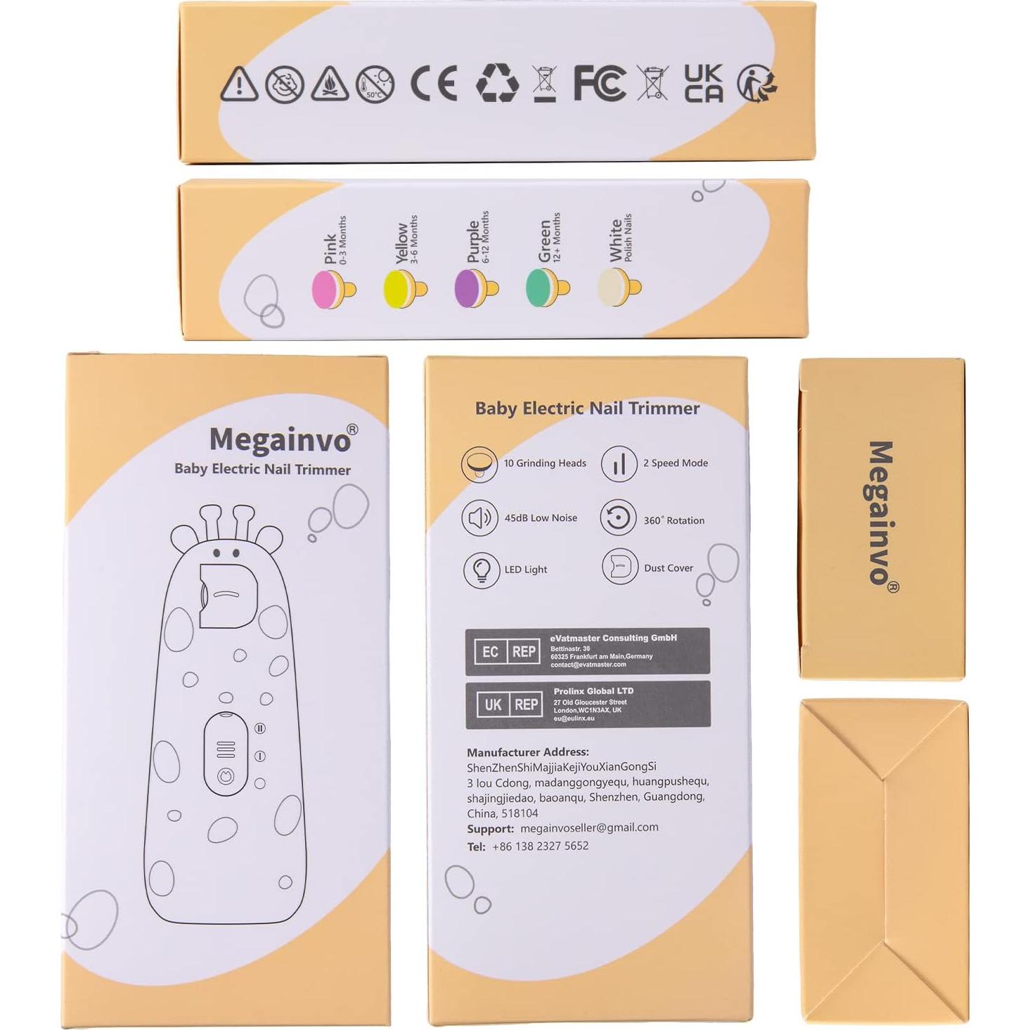 Cortador de Uñas Eléctrico para Bebés Megainvo Rosa 10 en 1