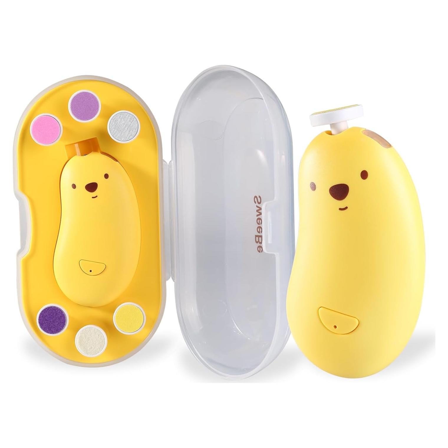 Lima de Uñas Eléctrica Sweebe Amarilla, Recargable, 6 Almohadillas