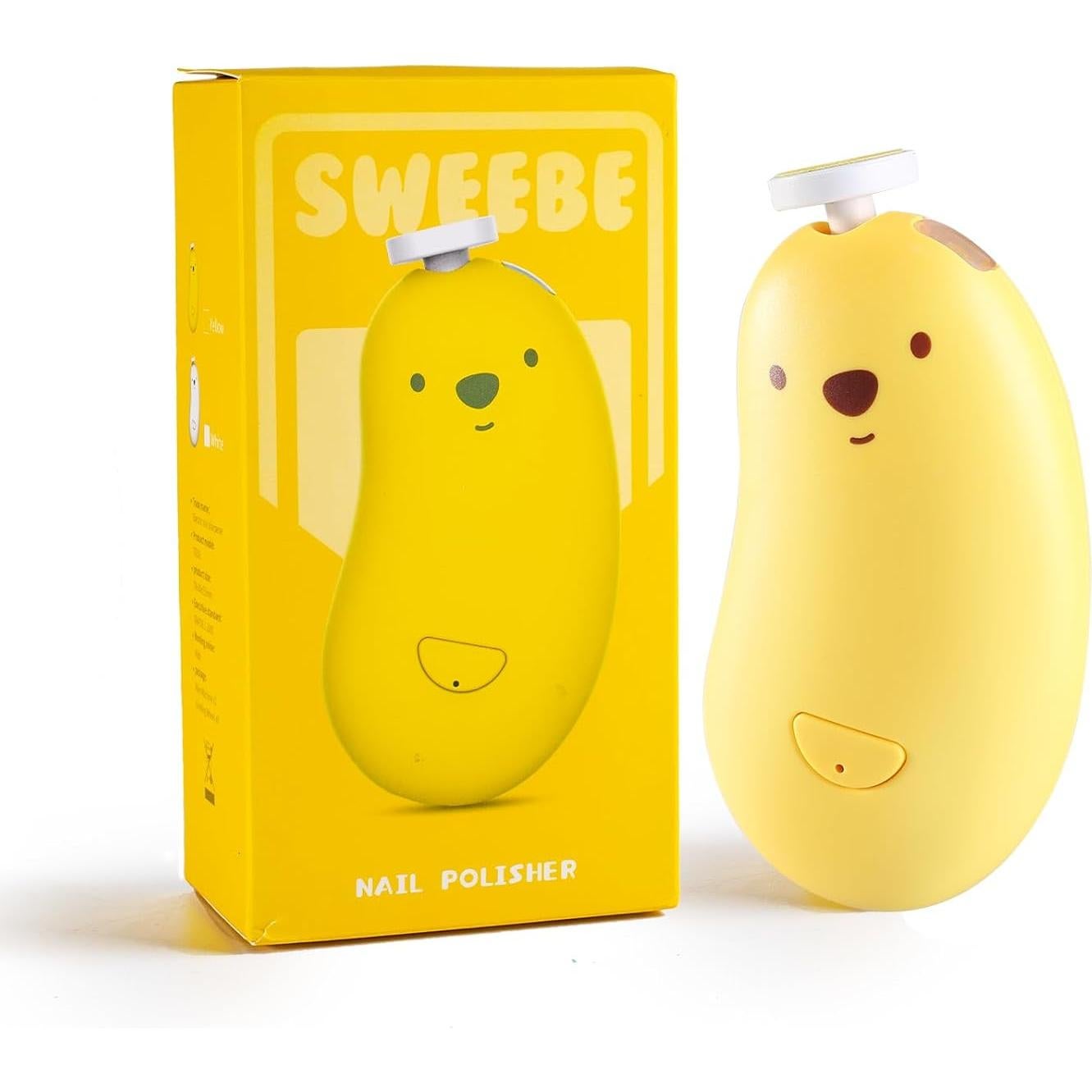 Lima de Uñas Eléctrica Sweebe Amarilla, Recargable, 6 Almohadillas