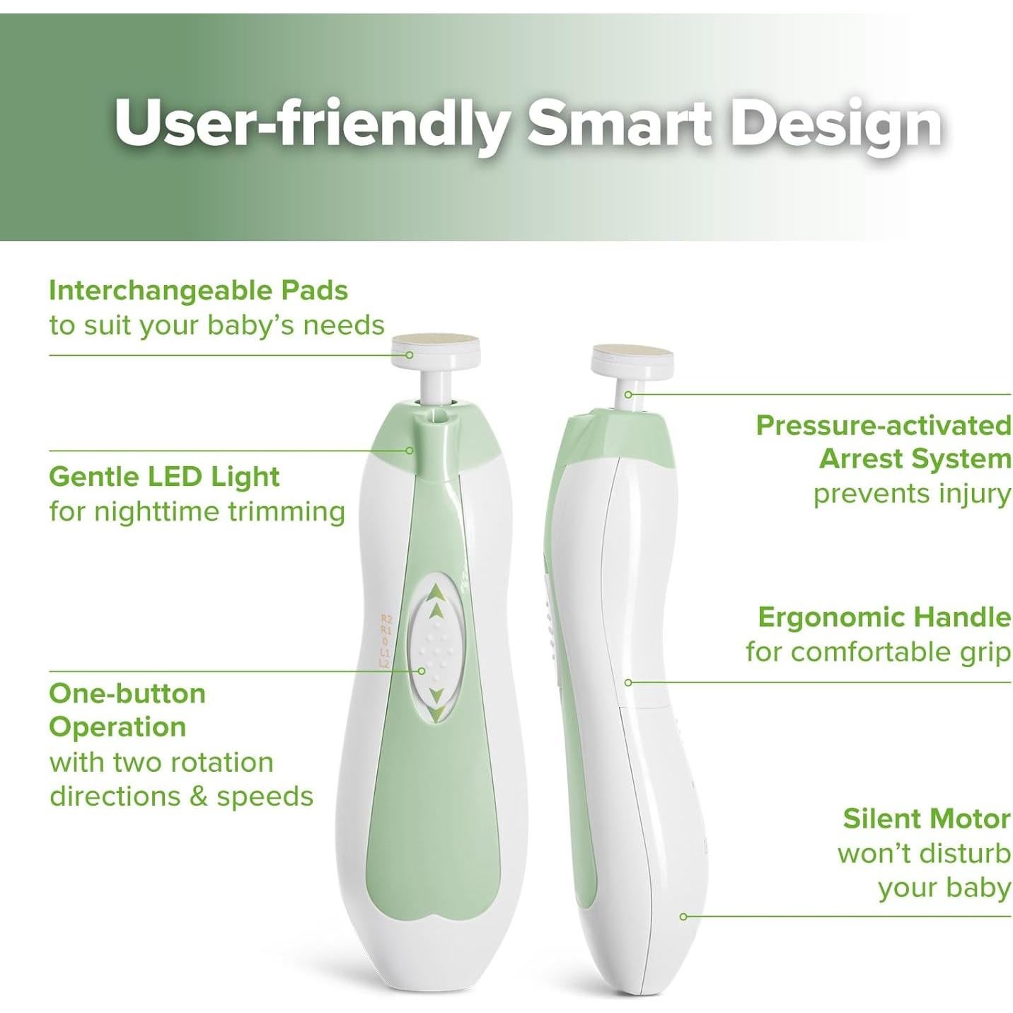 Cortador de Uñas Eléctrico Haakaa para Bebés y Adultos - Pradera