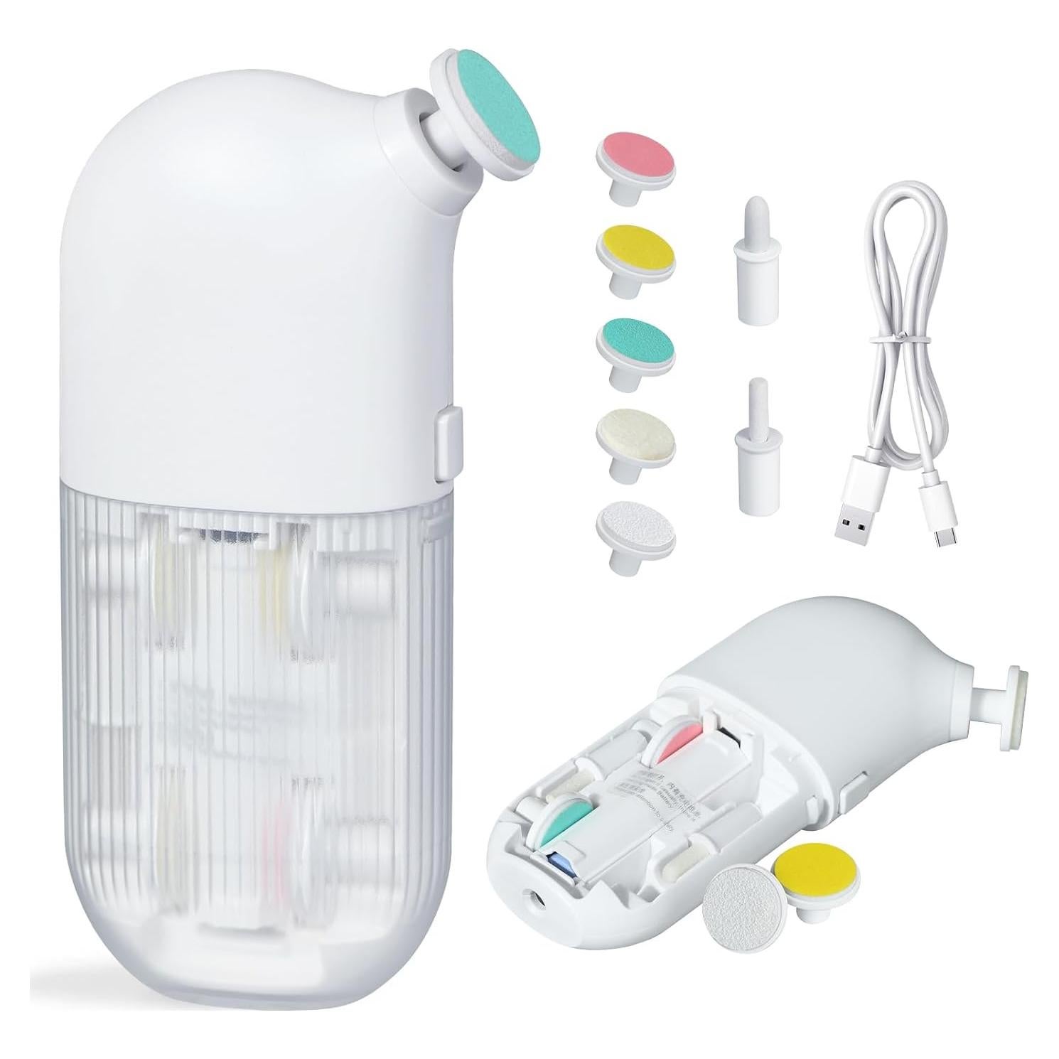 Lima Eléctrica para Uñas IvyWind 7 en 1, Recargable USB, Blanca